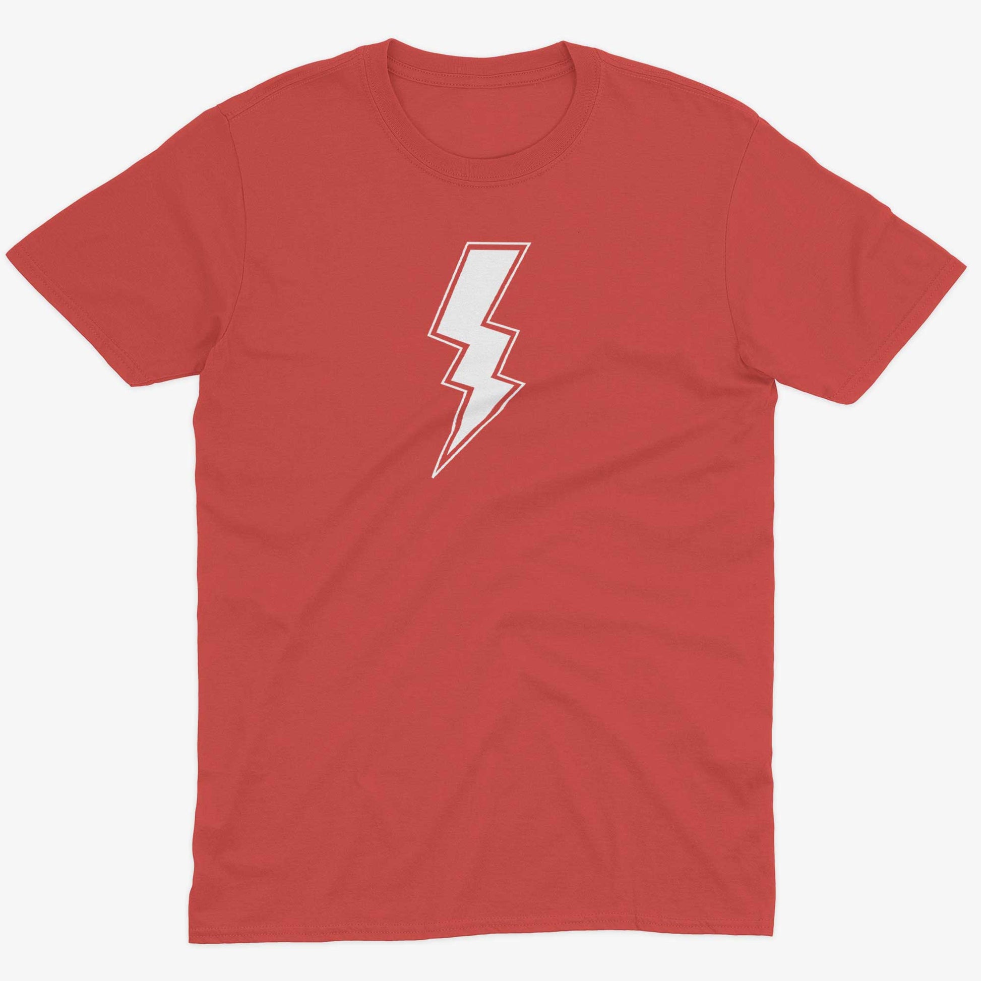 Giant Lightning Bolt Unisex Or Women's Cotton T-shirt-Red-Unisex