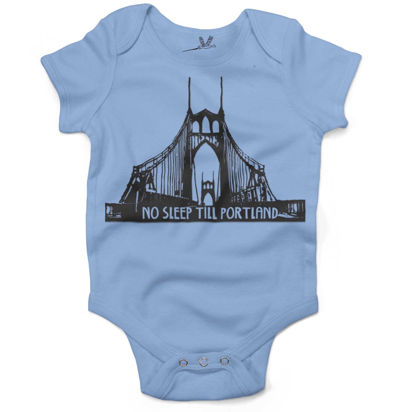 No Sleep Till Portland Infant Bodysuit or Raglan Baby Tee-Organic Baby Blue-3-6 months