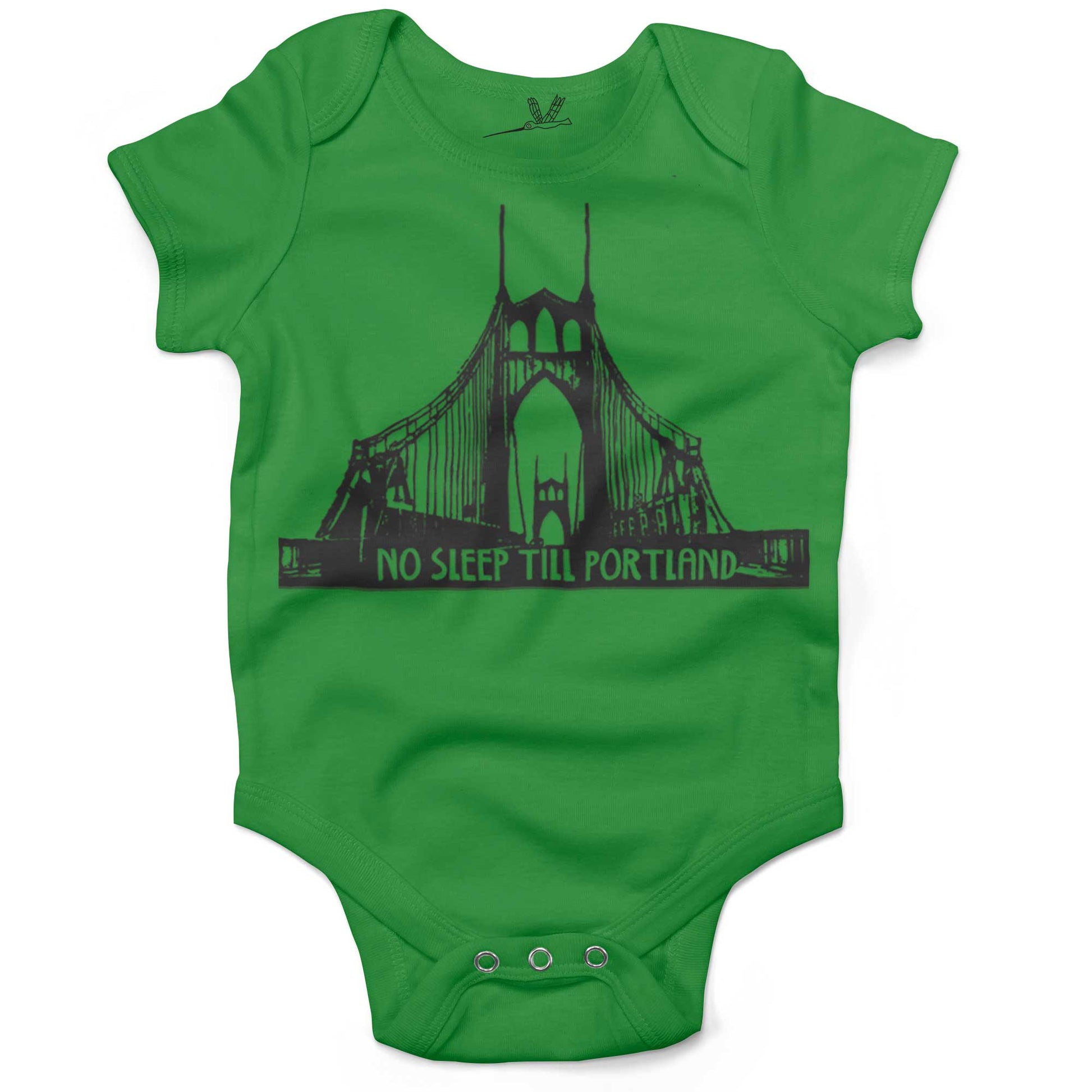 No Sleep Till Portland Infant Bodysuit or Raglan Baby Tee-Grass Green-3-6 months