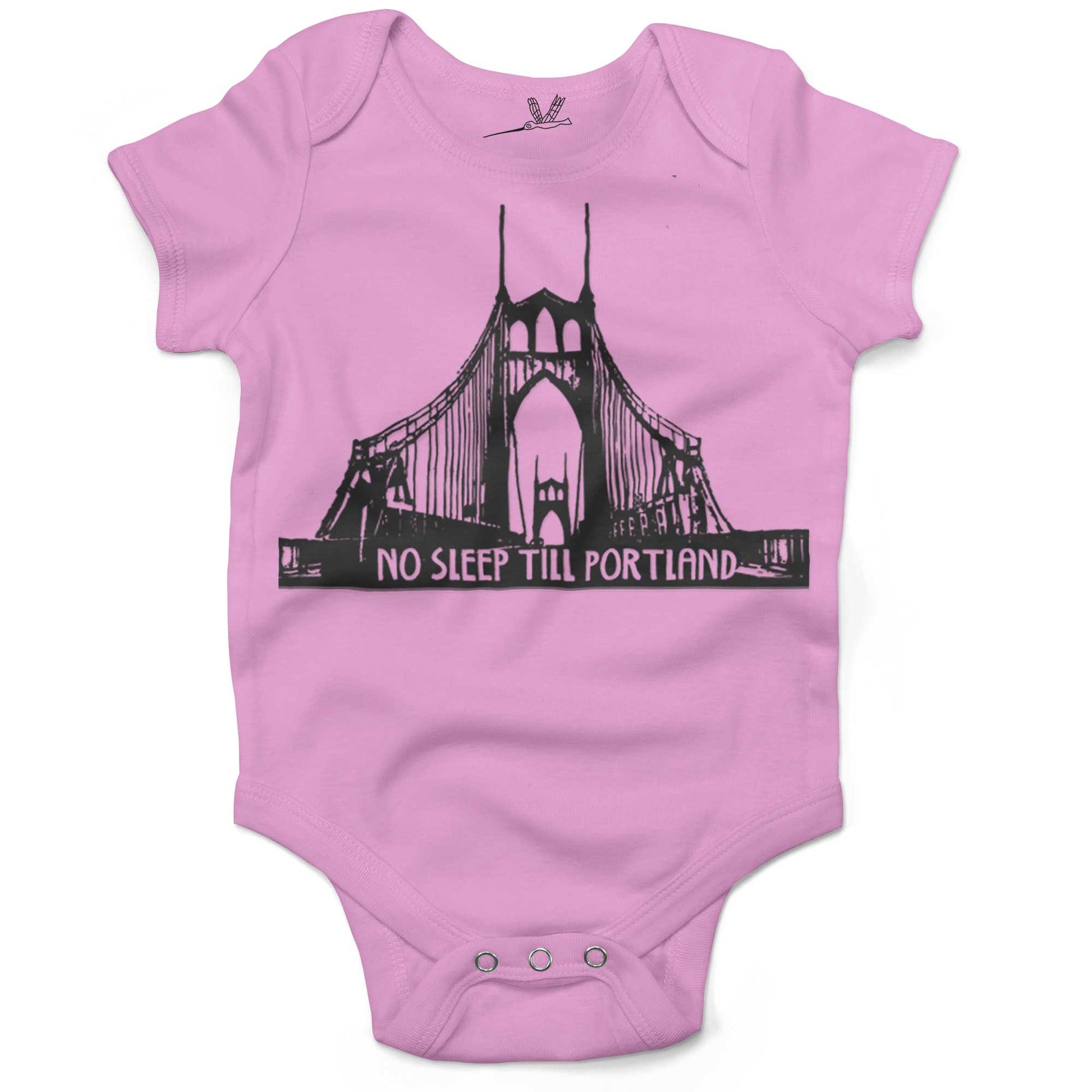 No Sleep Till Portland Infant Bodysuit or Raglan Baby Tee-Organic Pink-3-6 months