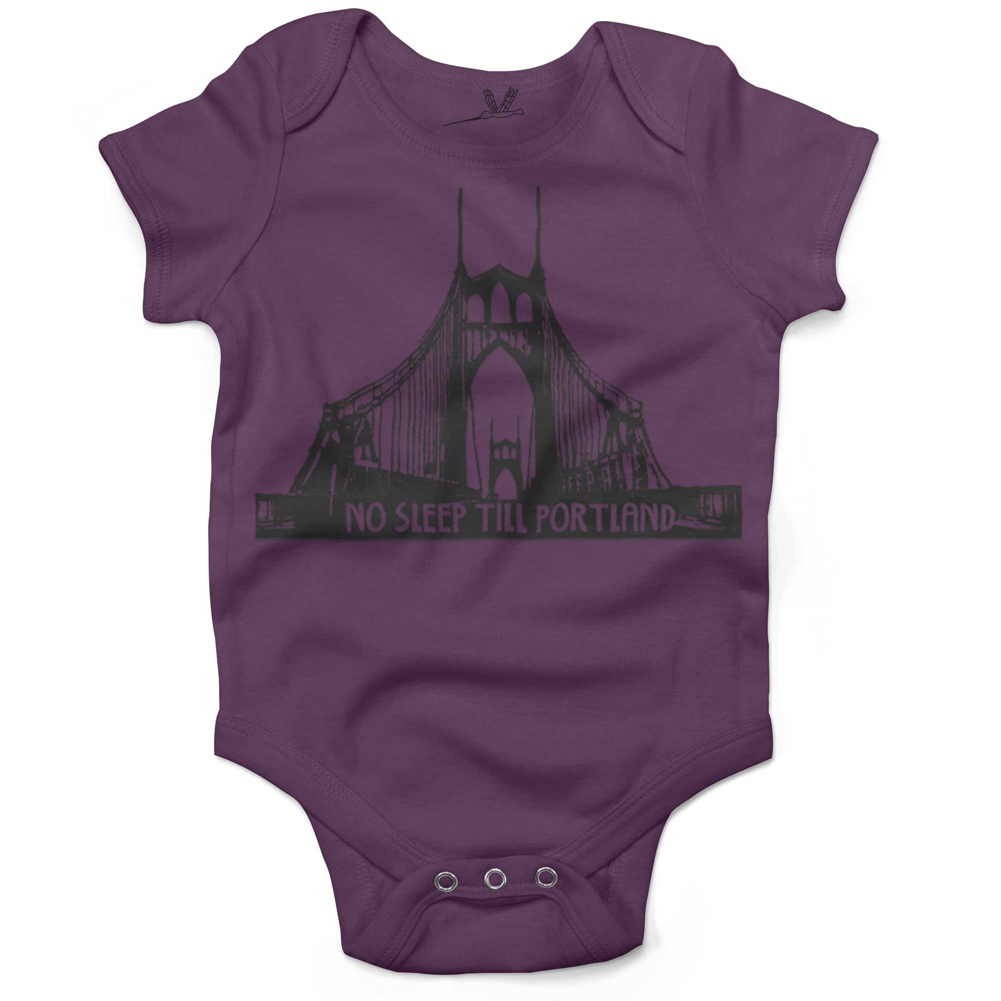 No Sleep Till Portland Infant Bodysuit or Raglan Baby Tee-Organic Purple-3-6 months