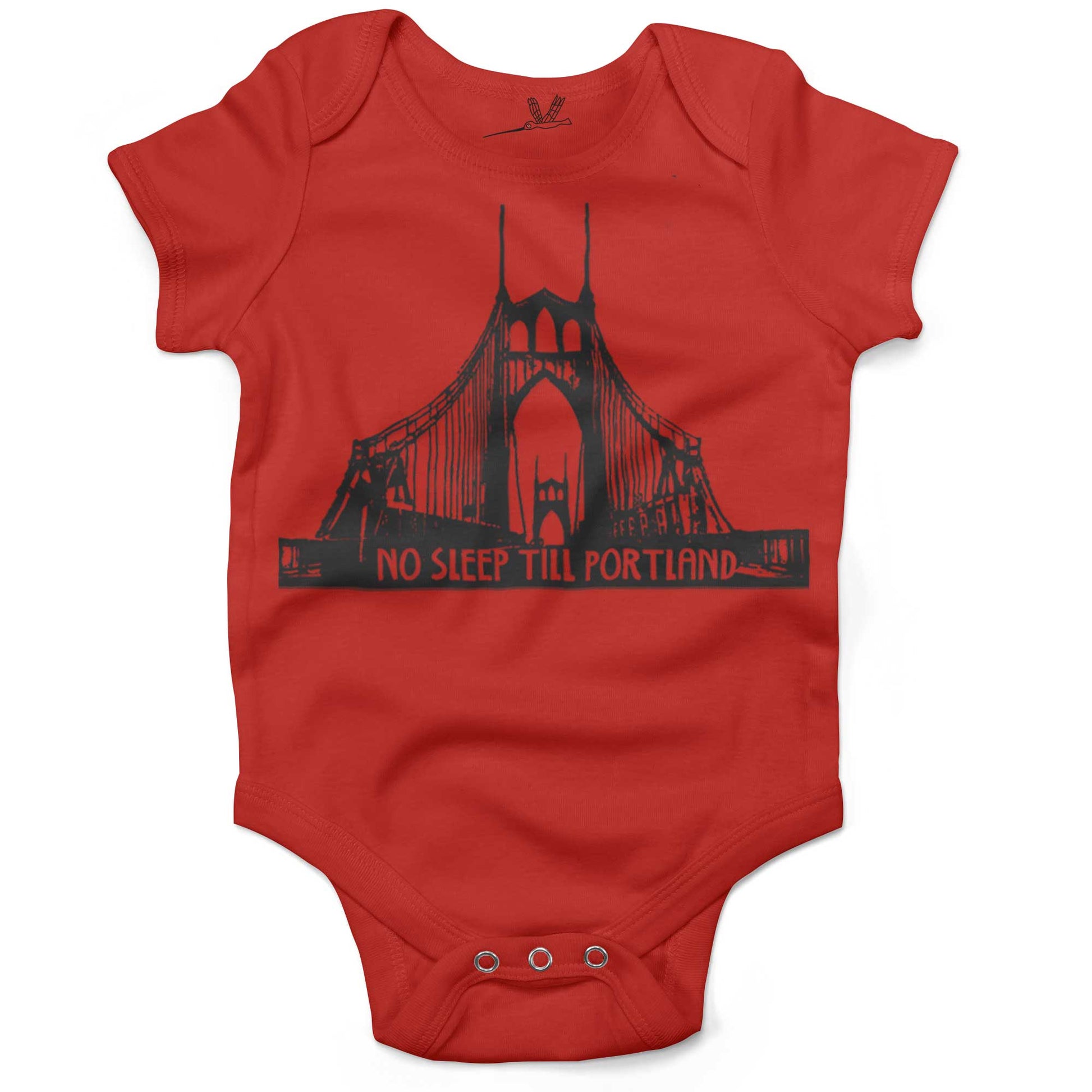 No Sleep Till Portland Infant Bodysuit or Raglan Baby Tee-Organic Red-3-6 months