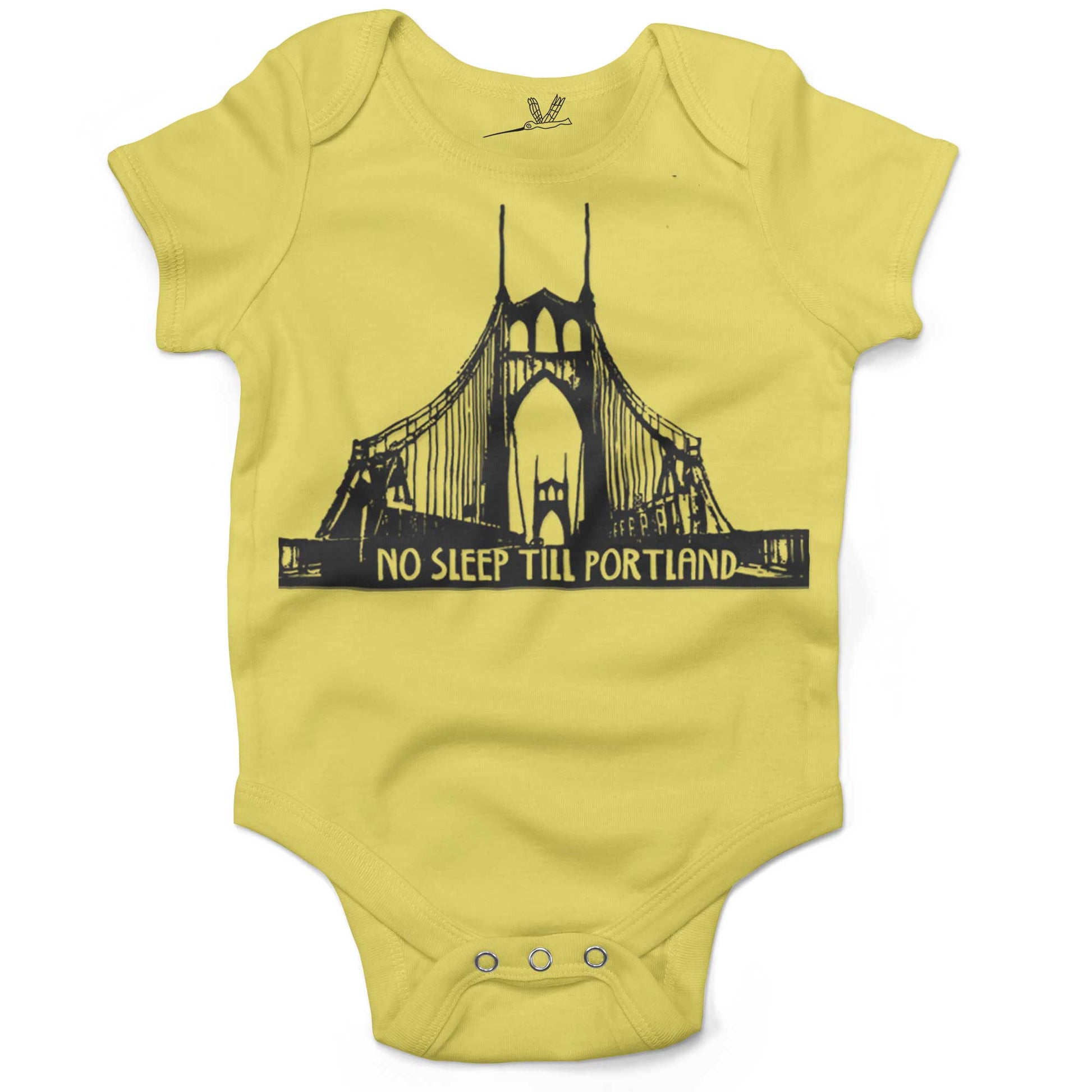 No Sleep Till Portland Infant Bodysuit or Raglan Baby Tee-Yellow-3-6 months