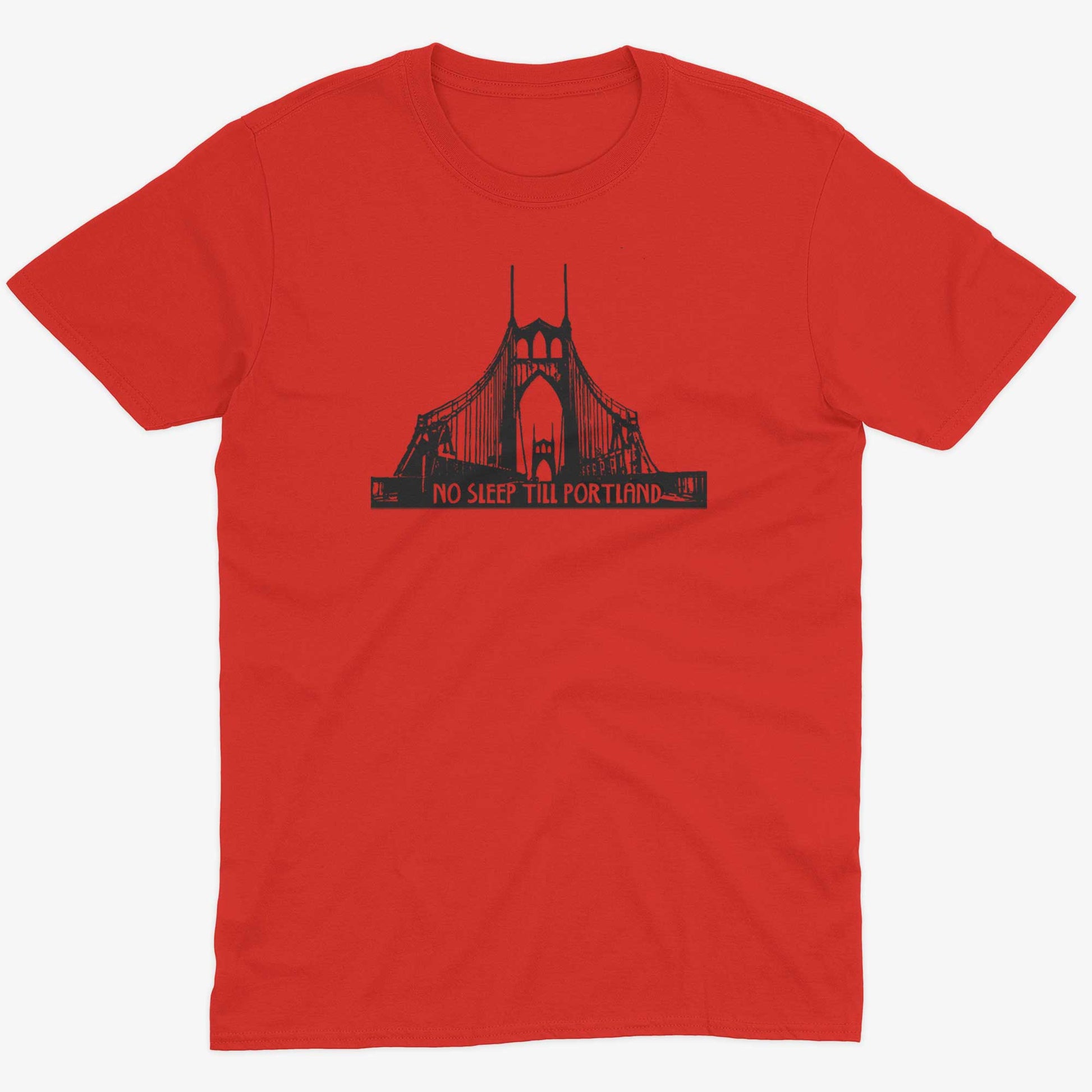 No Sleep Till Portland Unisex Or Women's Cotton T-shirt-Red-Unisex