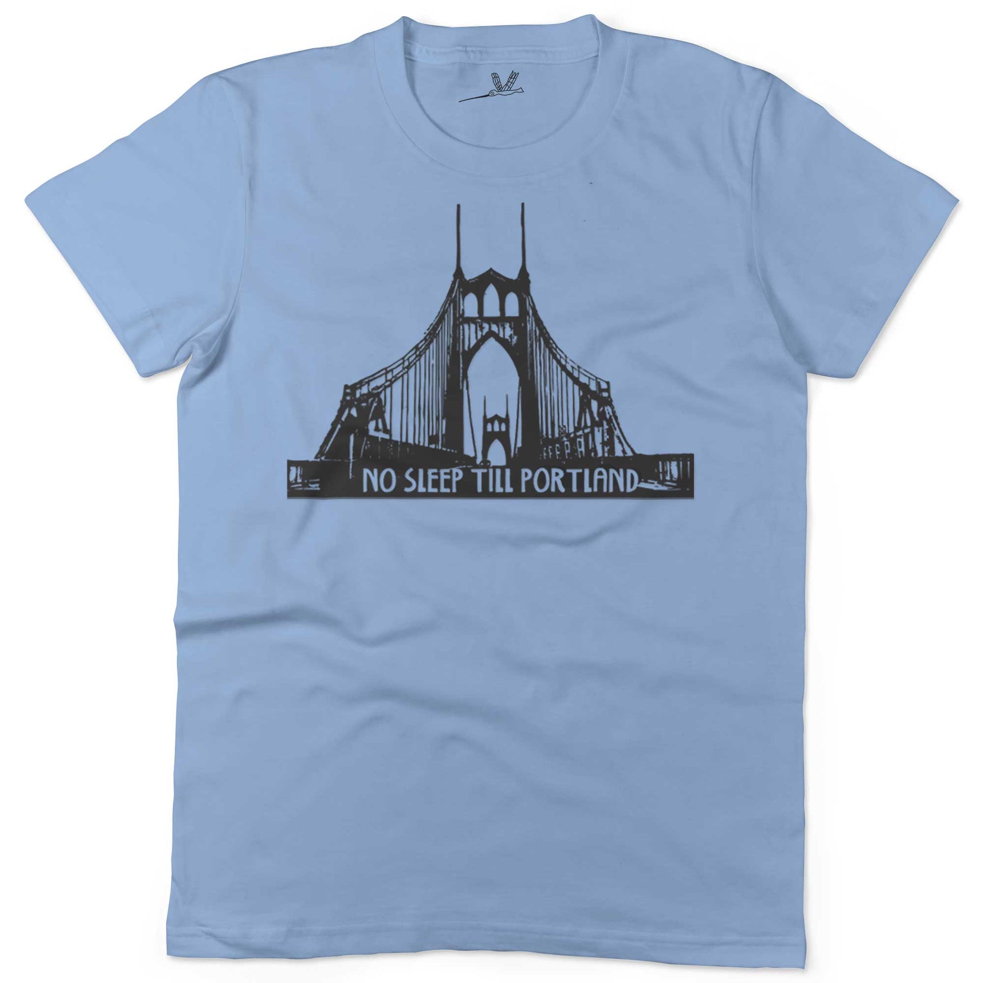 No Sleep Till Portland Unisex Or Women's Cotton T-shirt-Baby Blue-Woman