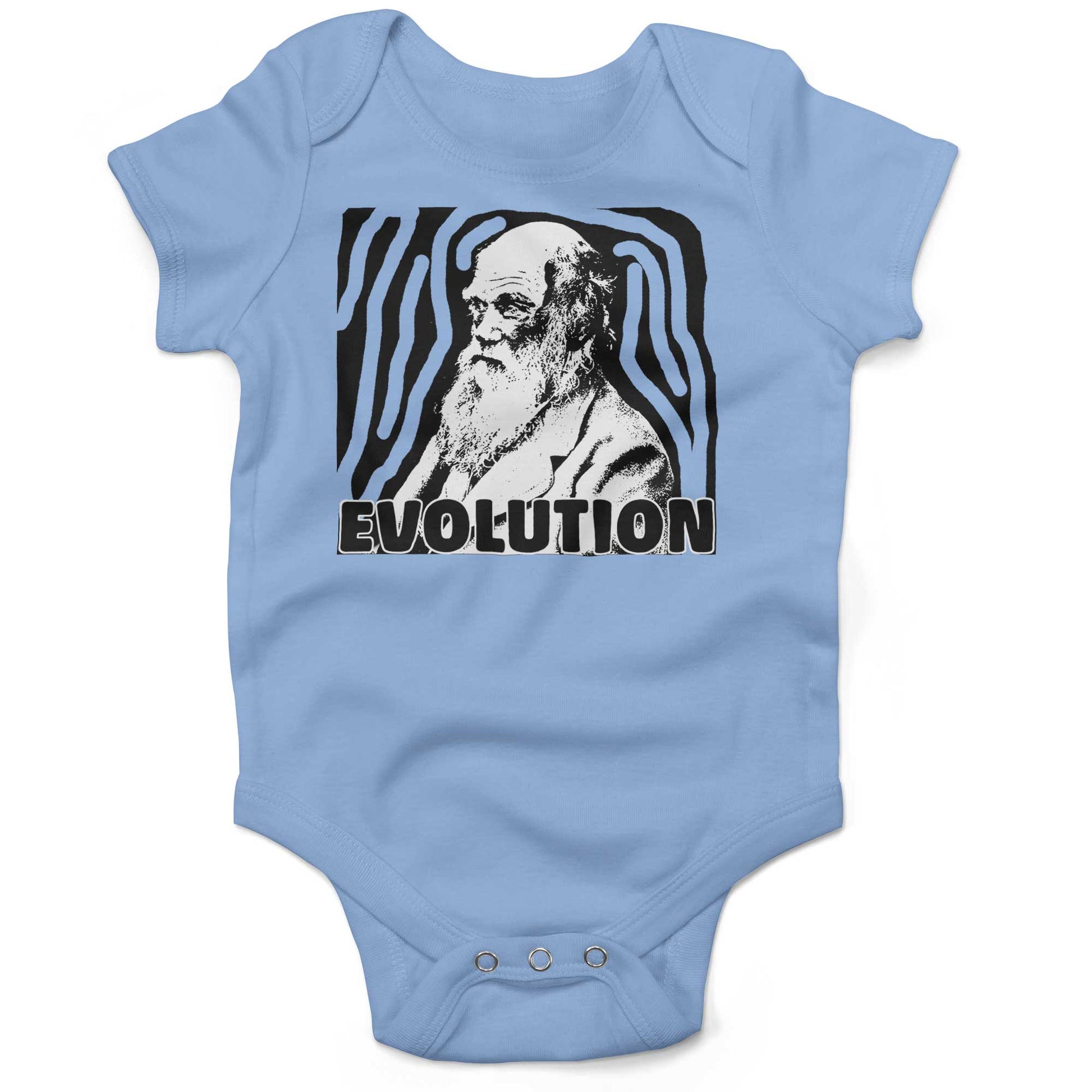 Charles Darwin Evolution Infant Bodysuit or Raglan Tee-Organic Baby Blue-3-6 months