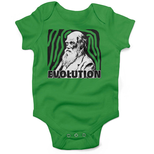 Charles Darwin Evolution Infant Bodysuit or Raglan Tee-Grass Green-3-6 months