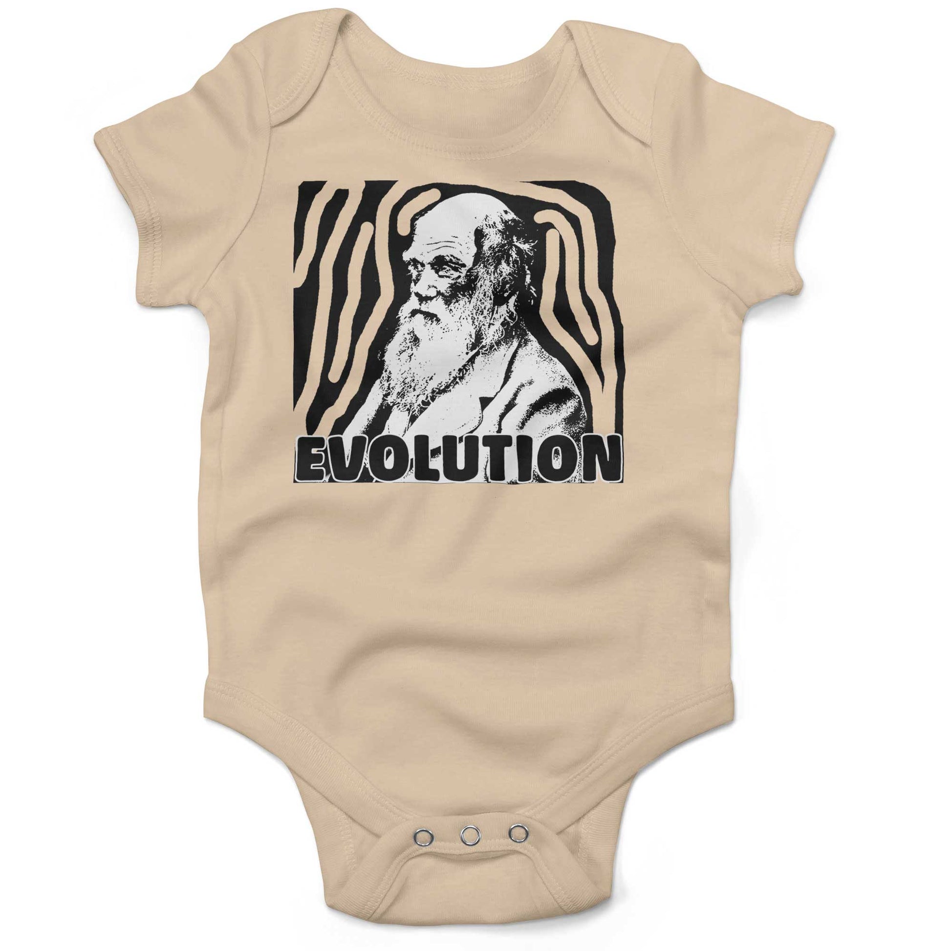 Charles Darwin Evolution Infant Bodysuit or Raglan Tee-Organic Natural-3-6 months