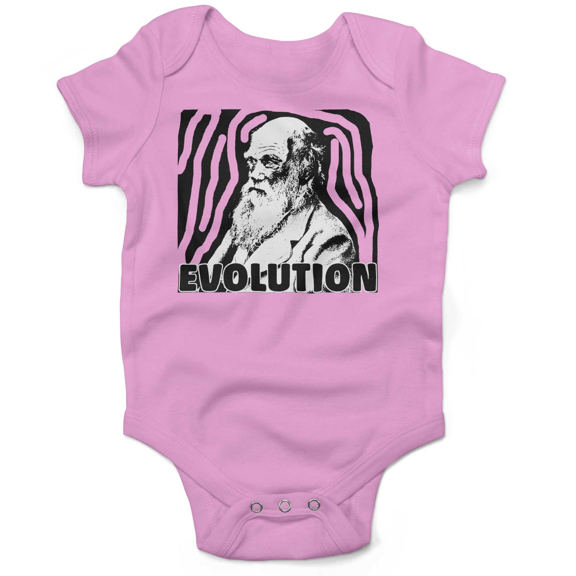 Charles Darwin Evolution Infant Bodysuit or Raglan Tee-Organic Pink-3-6 months
