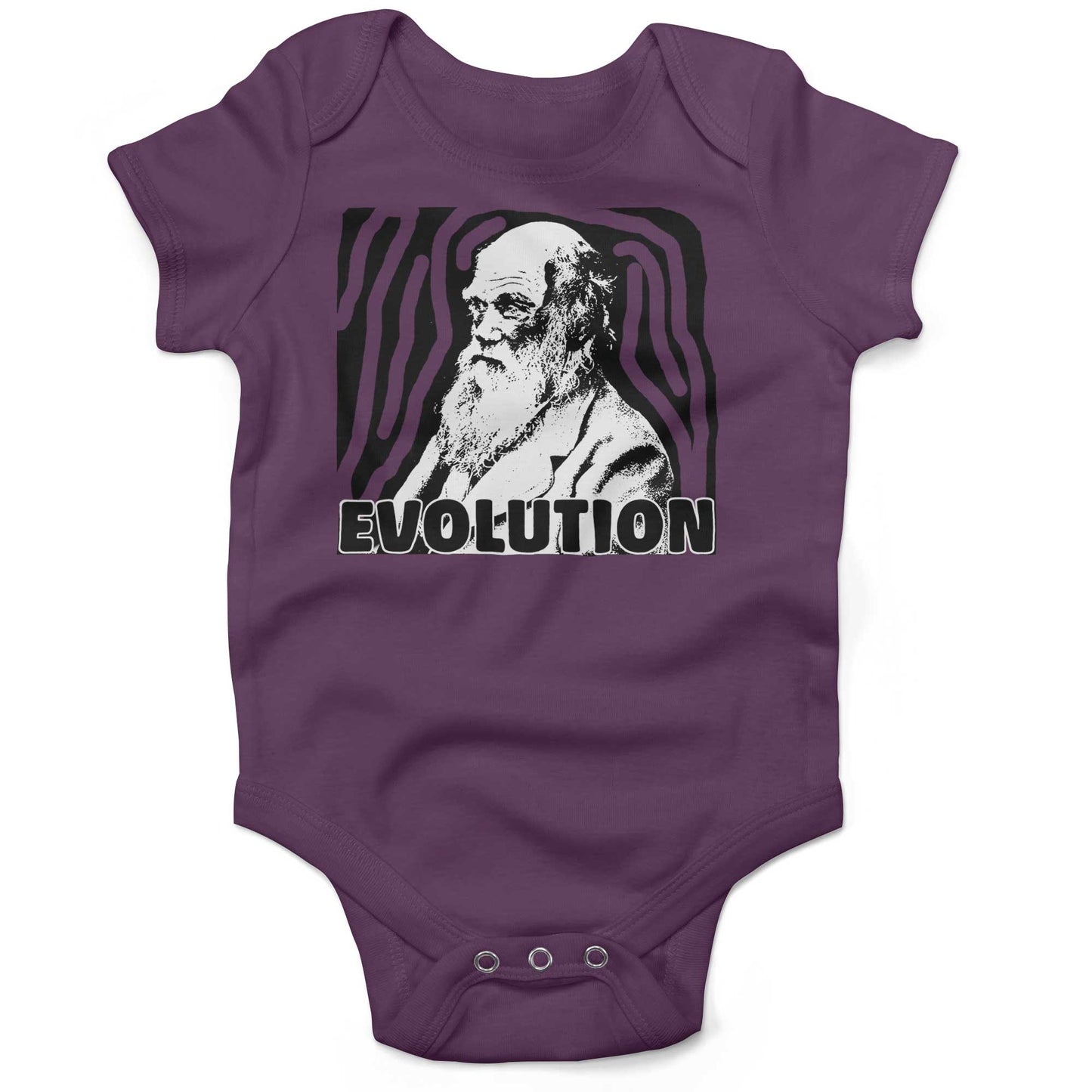 Charles Darwin Evolution Infant Bodysuit or Raglan Tee-Organic Purple-3-6 months