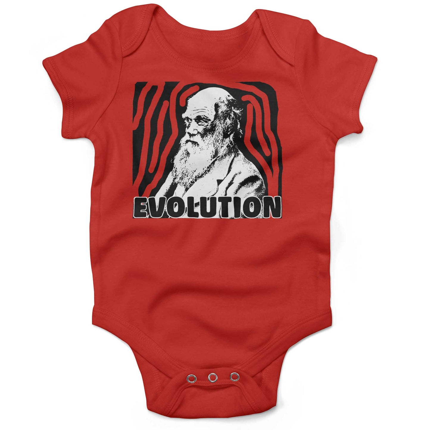 Charles Darwin Evolution Infant Bodysuit or Raglan Tee-Organic Red-3-6 months