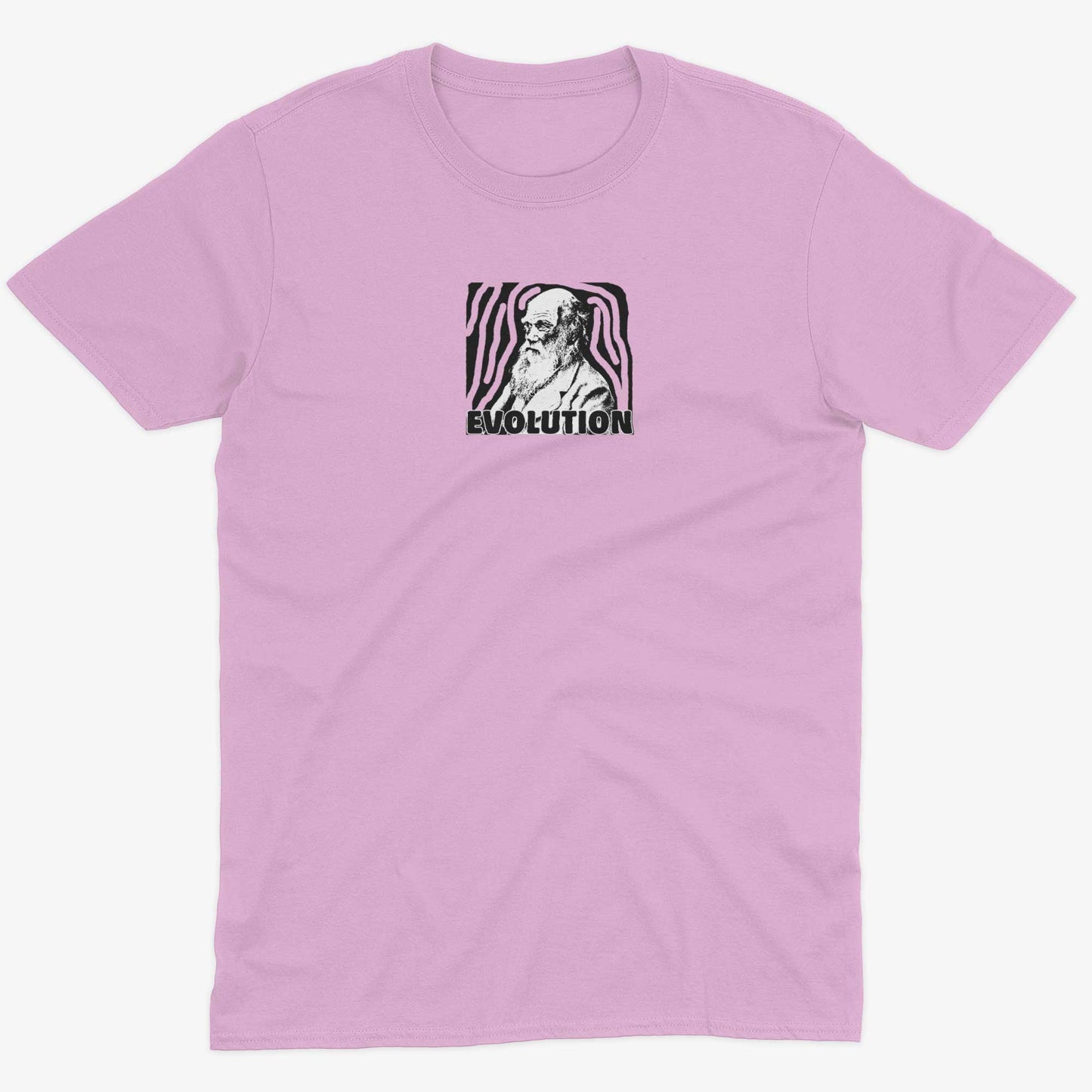 Charles Darwin Evolution Unisex Or Women's Cotton T-shirt-Pink-Unisex