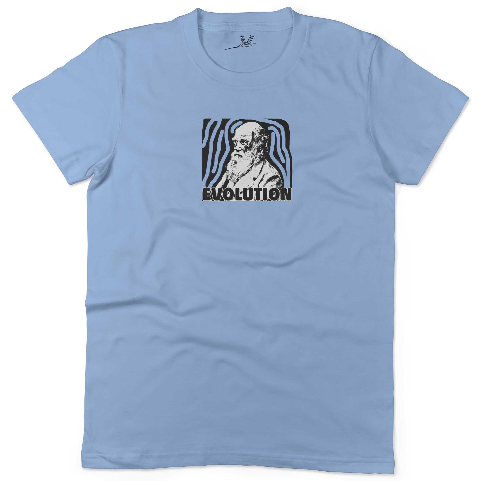 Charles Darwin Evolution Unisex Or Women's Cotton T-shirt-Baby Blue-Woman