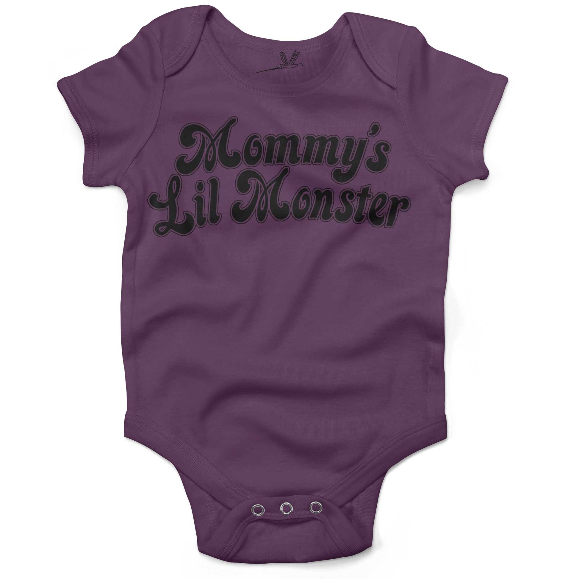 Mommy's Lil Monster Infant Bodysuit or Raglan Baby Tee-Organic Purple-3-6 months
