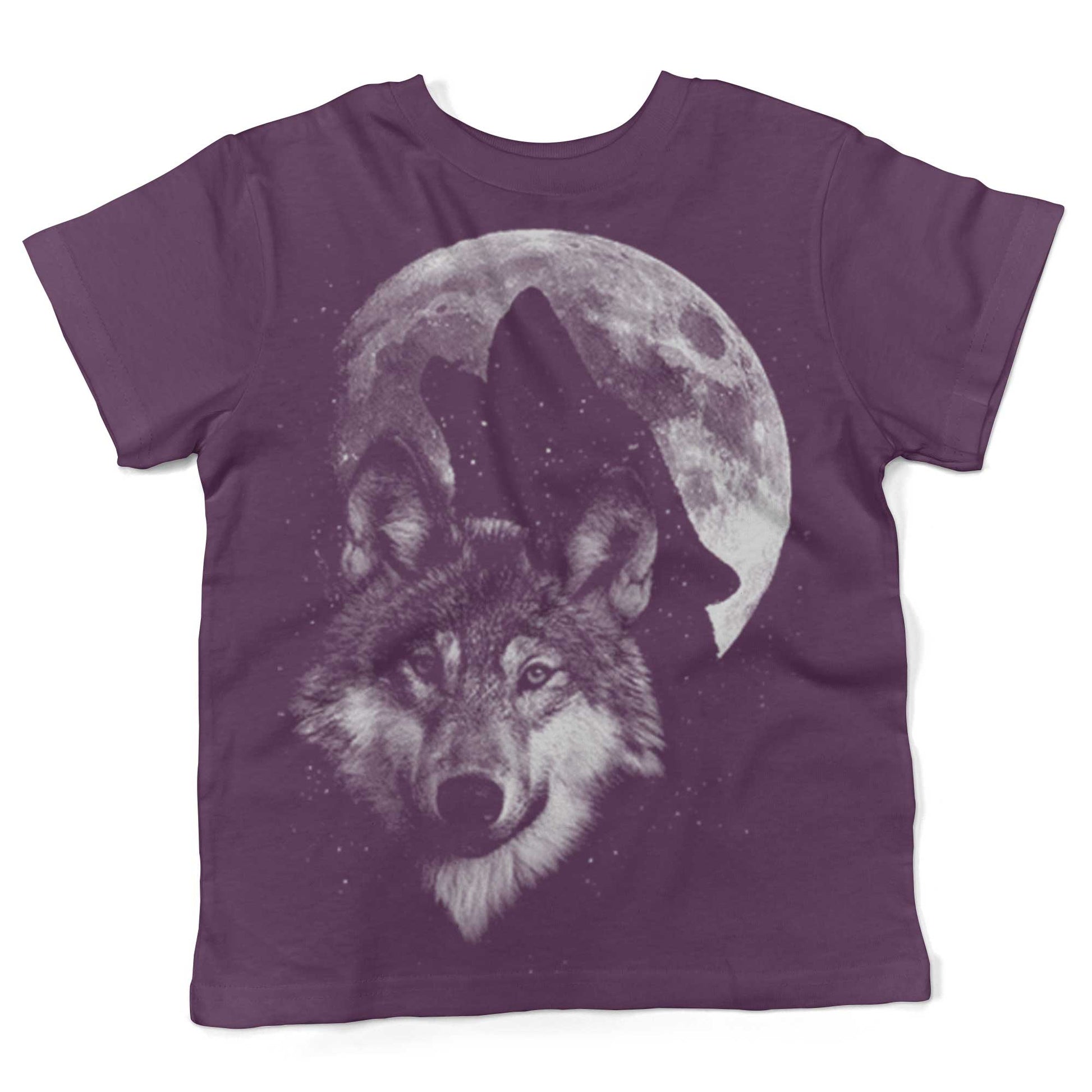 Glow In The Dark Howling Wolf, Full Moon Toddler Shirt-Organic Purple-2T