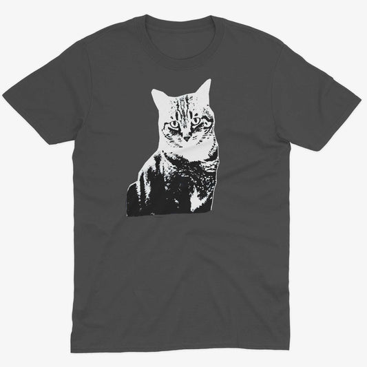 Black & White Cat Unisex Or Women's Cotton T-shirt-Asphalt-Unisex