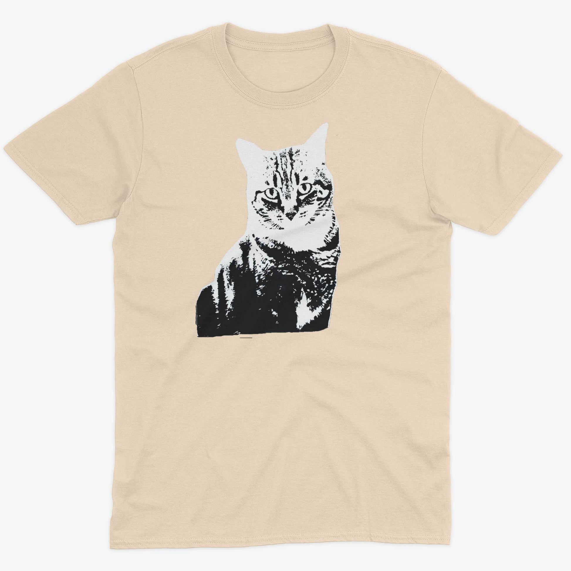 Black & White Cat Unisex Or Women's Cotton T-shirt-Organic Natural-Unisex