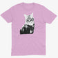 Black & White Cat Unisex Or Women's Cotton T-shirt-Pink-Unisex