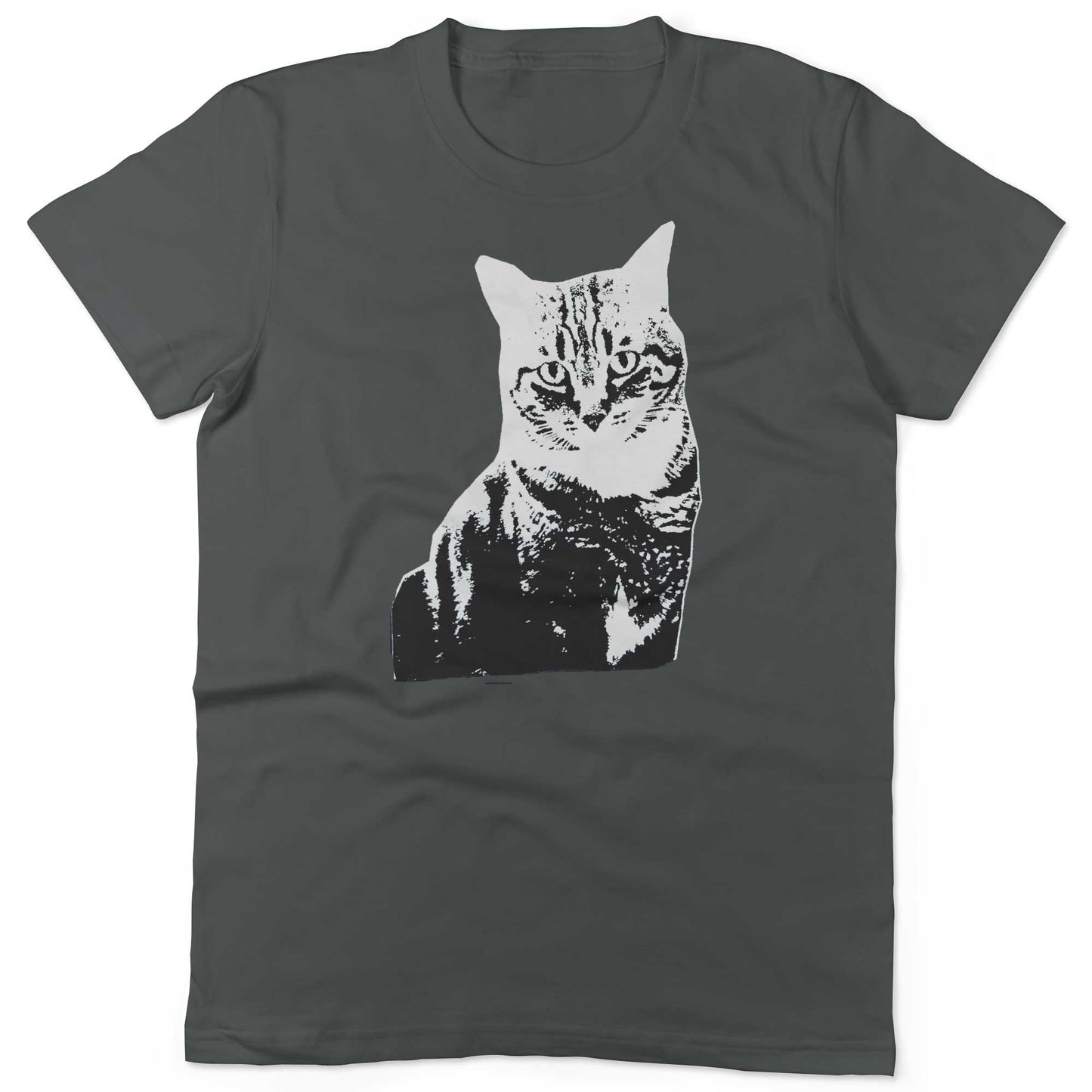 Black & White Cat Unisex Or Women's Cotton T-shirt-Asphalt-Woman