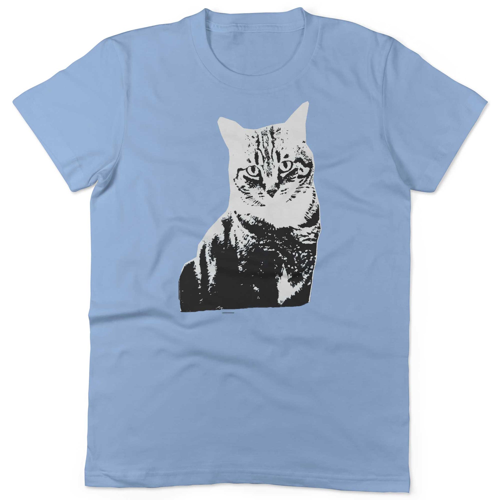 Black & White Cat Unisex Or Women's Cotton T-shirt-Baby Blue-Woman