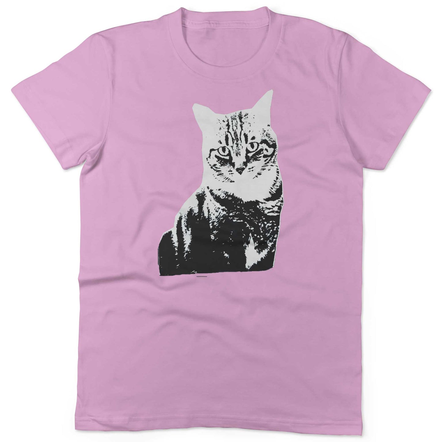 Black & White Cat Unisex Or Women's Cotton T-shirt-Pink-Woman