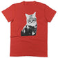 Black & White Cat Unisex Or Women's Cotton T-shirt-Red-Woman