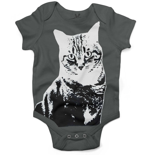 Black & White Cat Infant Bodysuit or Raglan Baby Tee-Organic Asphalt-3-6 months