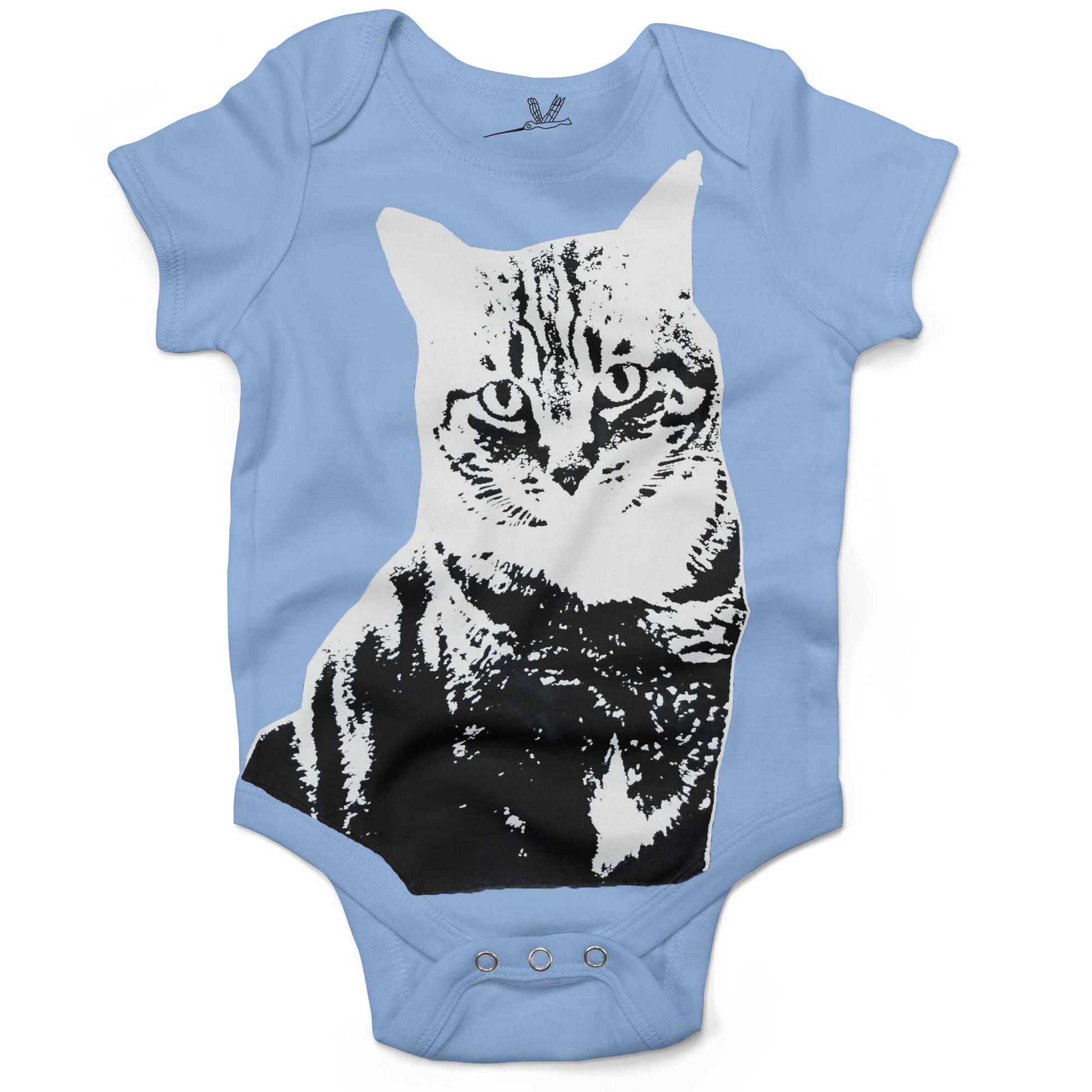 Black & White Cat Infant Bodysuit or Raglan Baby Tee-Organic Baby Blue-3-6 months