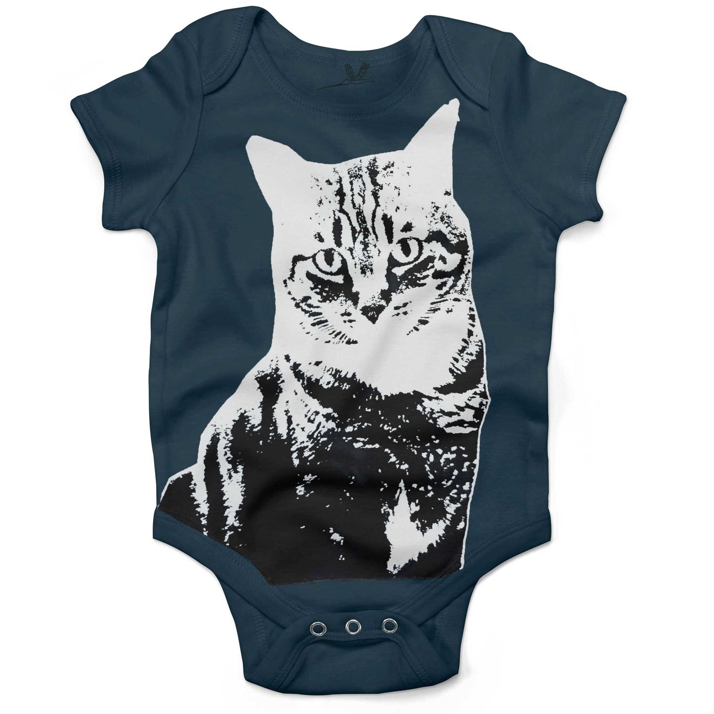 Black & White Cat Infant Bodysuit or Raglan Baby Tee-Organic Pacific Blue-3-6 months