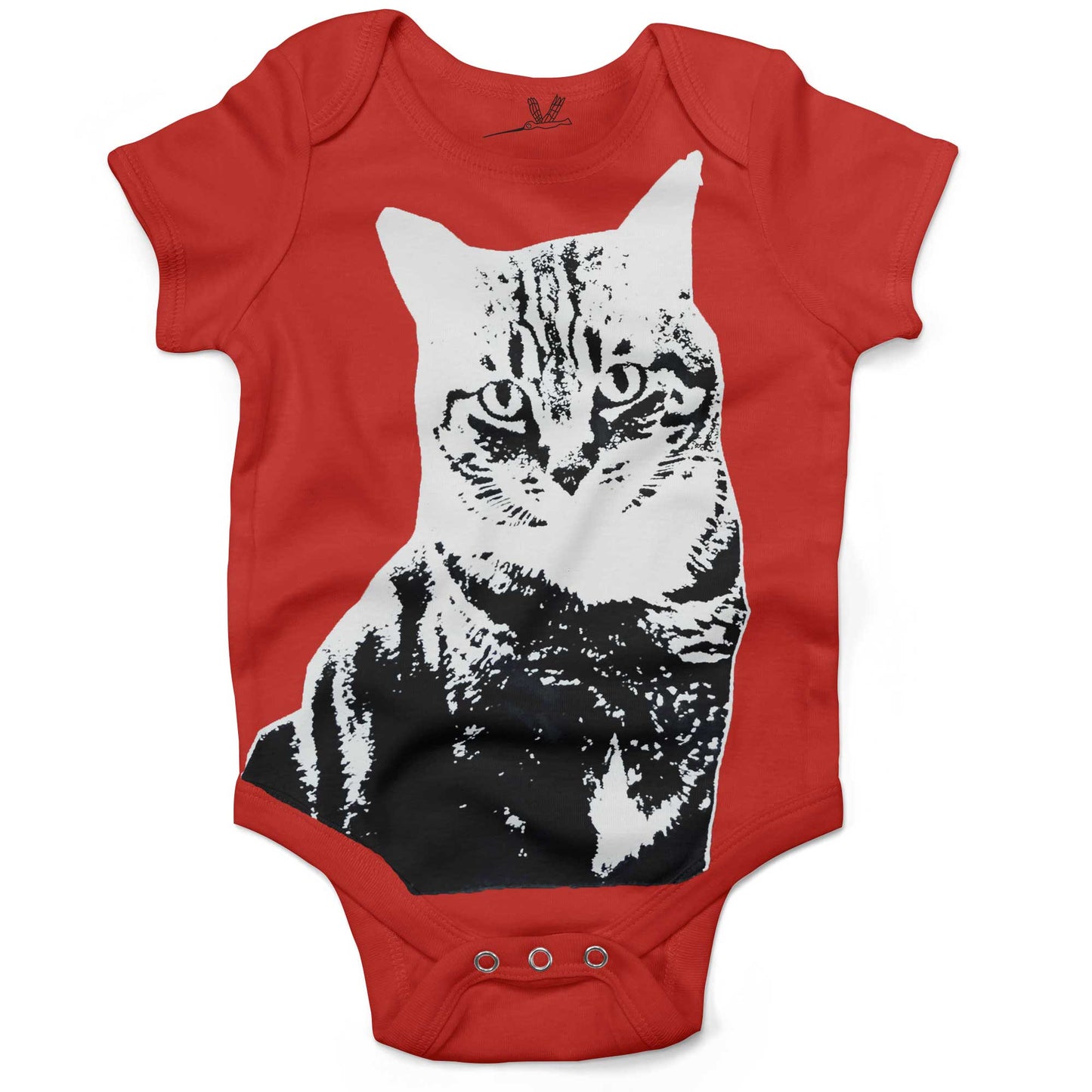 Black & White Cat Infant Bodysuit or Raglan Baby Tee-Organic Red-3-6 months