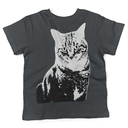 Black & White Cat Toddler Shirt-Asphalt-2T