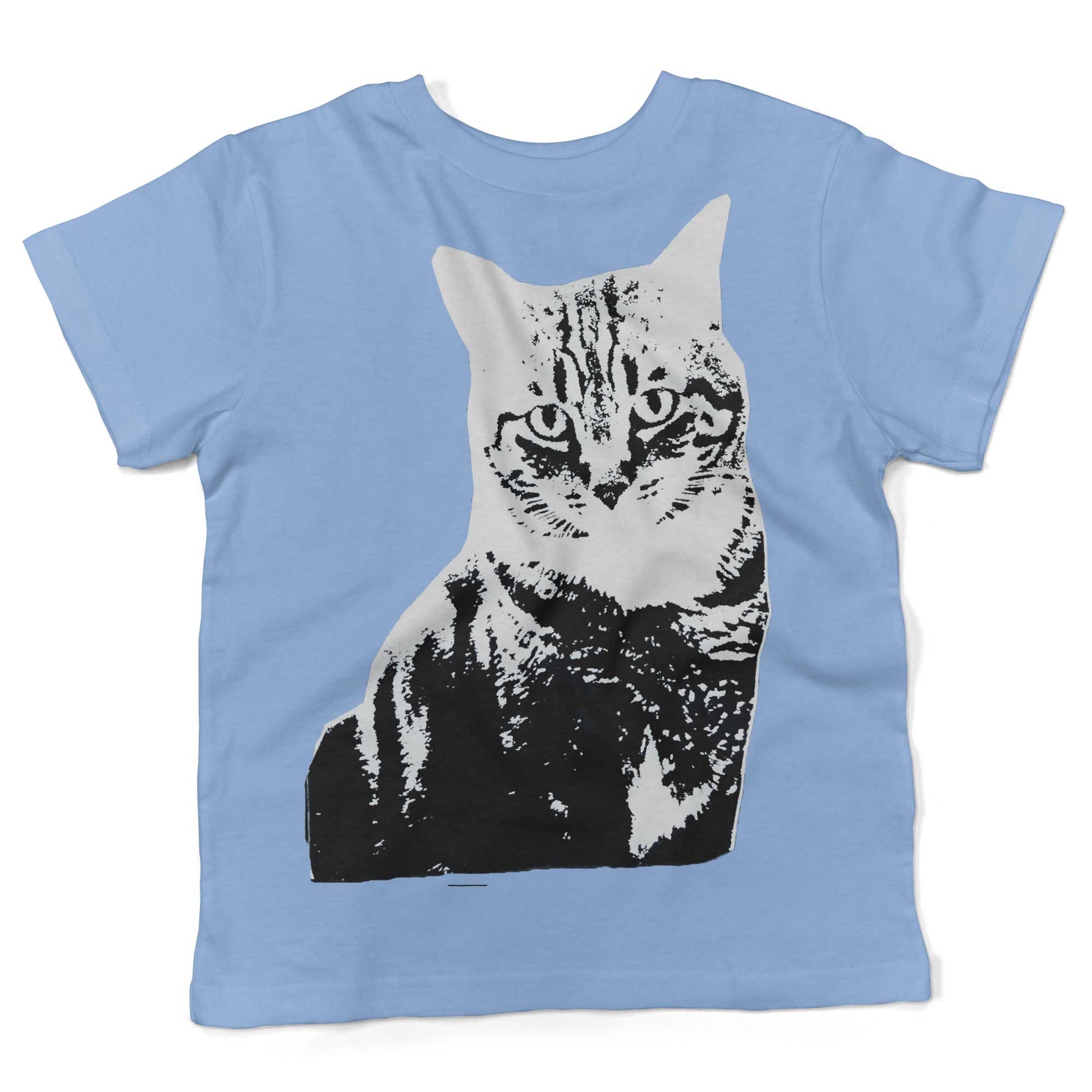 Black & White Cat Toddler Shirt-Organic Baby Blue-2T