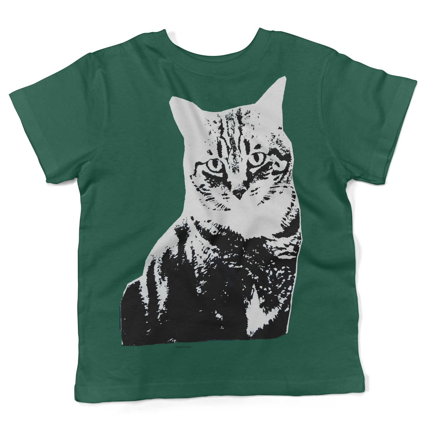Black & White Cat Toddler Shirt-Kelly Green-2T
