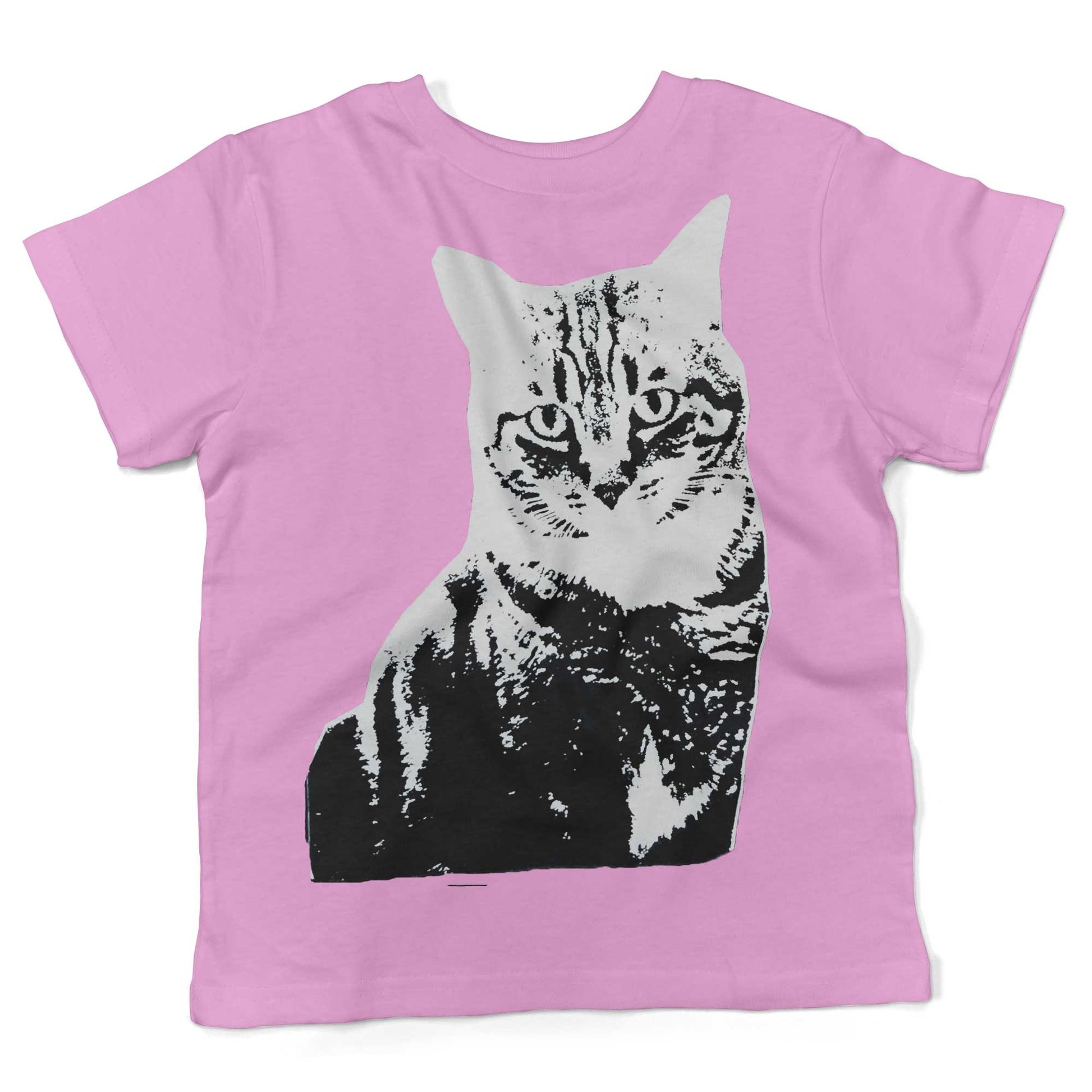 Black & White Cat Toddler Shirt-Organic Pink-2T