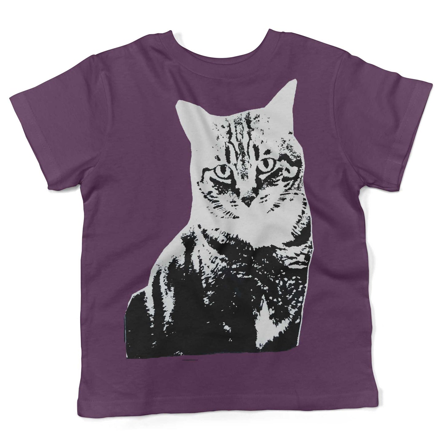 Black & White Cat Toddler Shirt-Organic Purple-2T