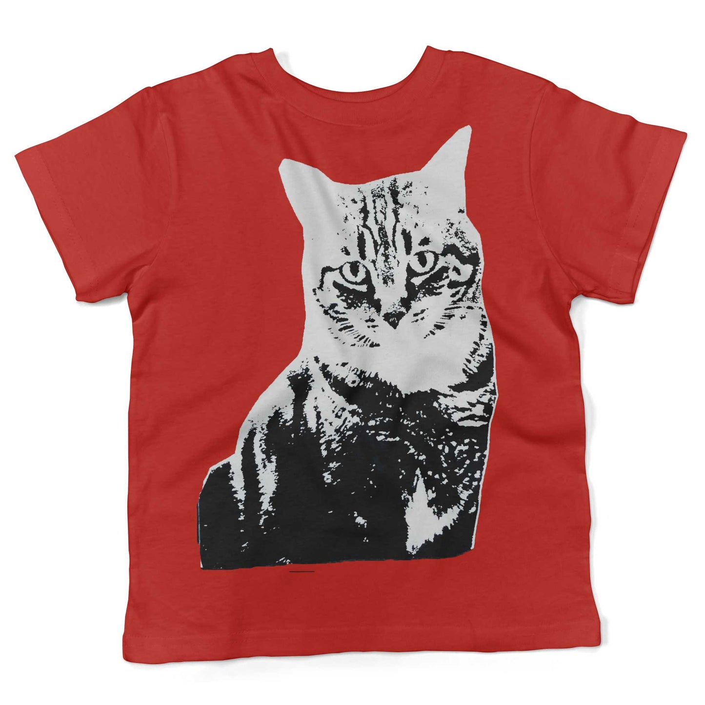Black & White Cat Toddler Shirt-Red-2T
