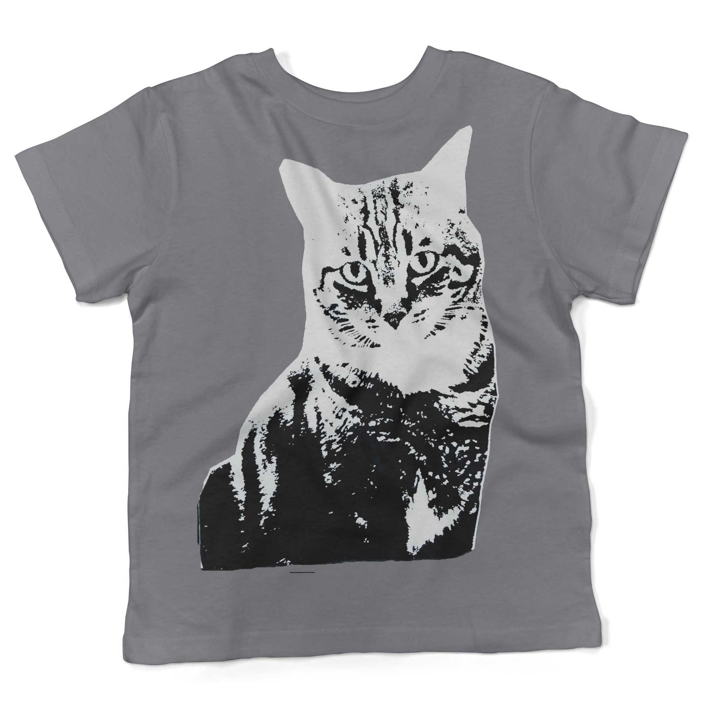 Black & White Cat Toddler Shirt-Slate-2T
