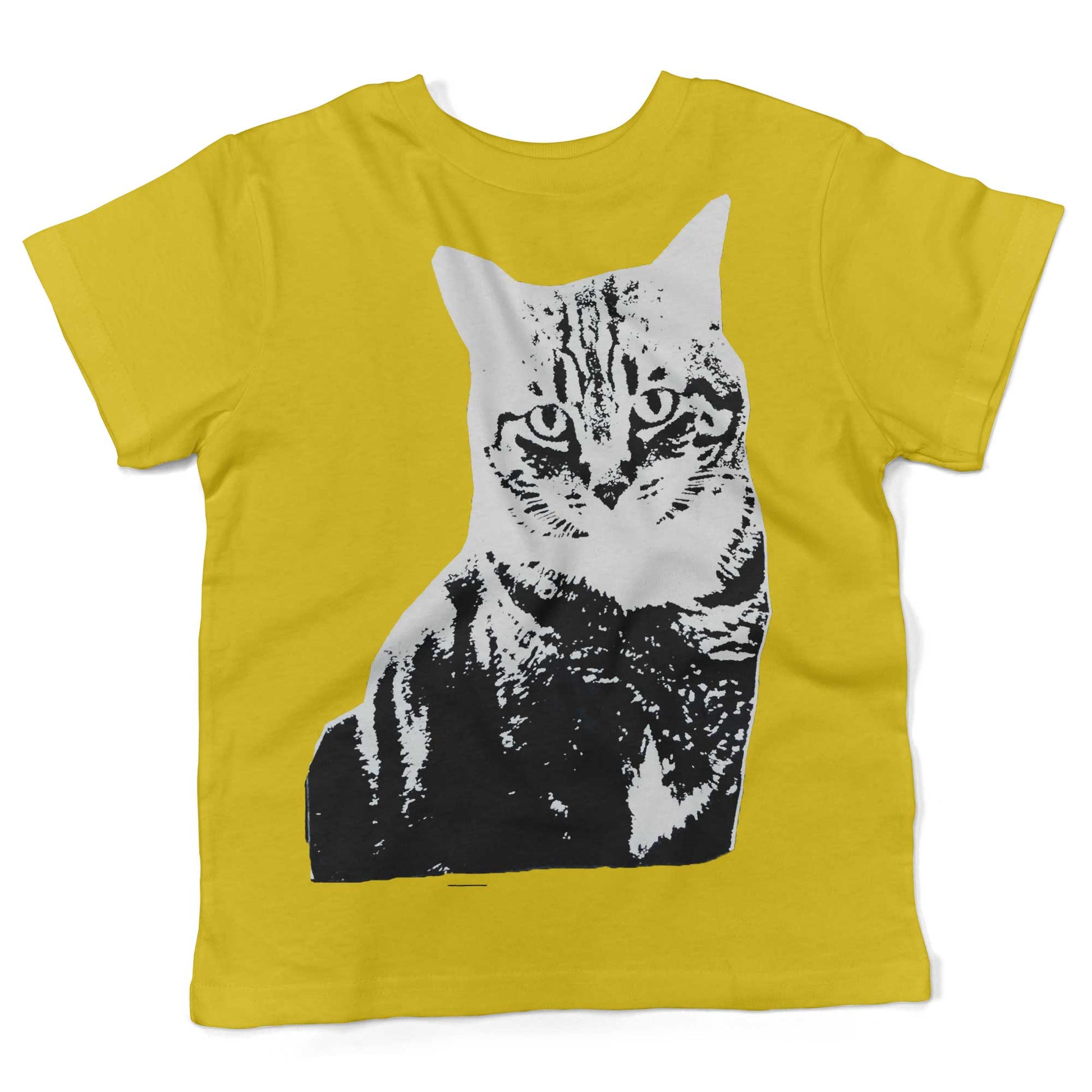 Black & White Cat Toddler Shirt-Sunshine Yellow-2T