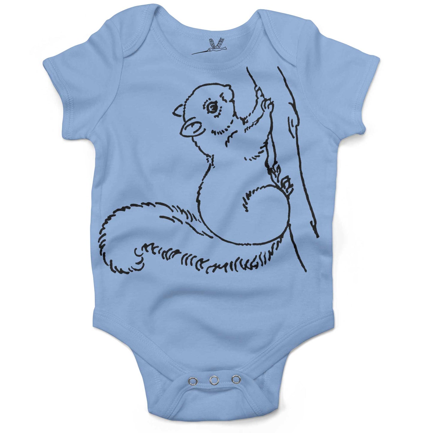 Super Cute Squirrel Infant Bodysuit or Raglan Baby Tee-Organic Baby Blue-3-6 months
