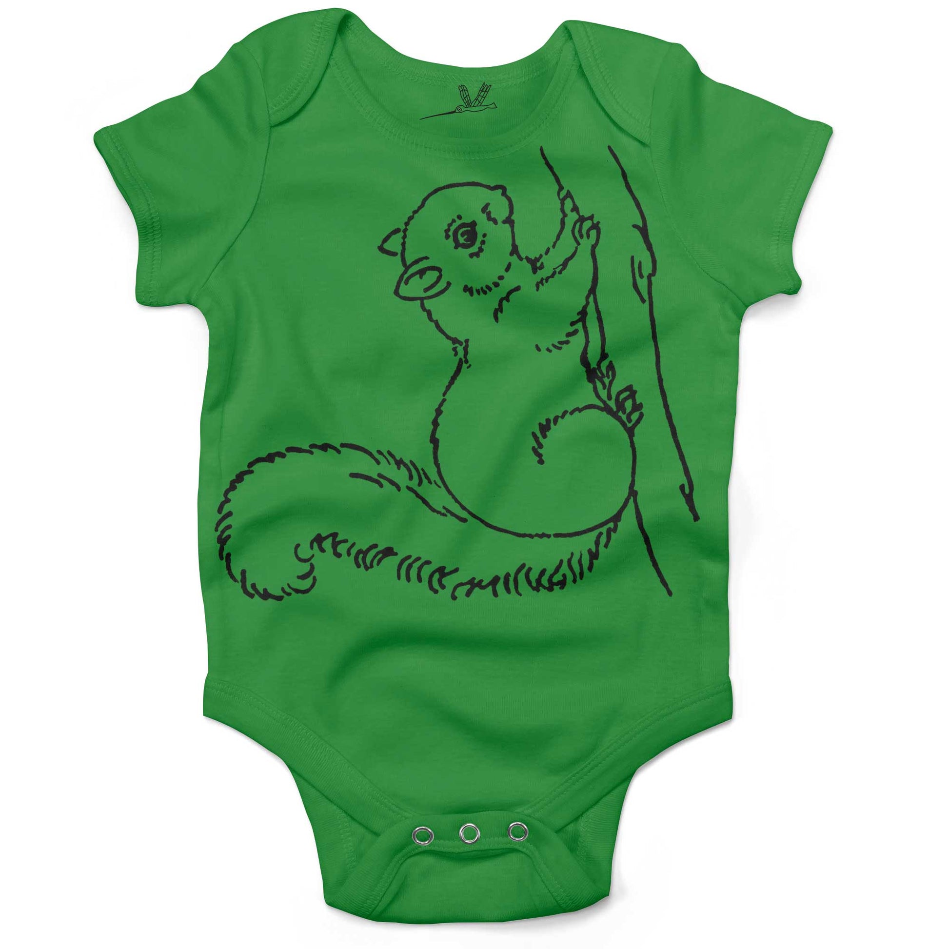 Super Cute Squirrel Infant Bodysuit or Raglan Baby Tee-Grass Green-3-6 months