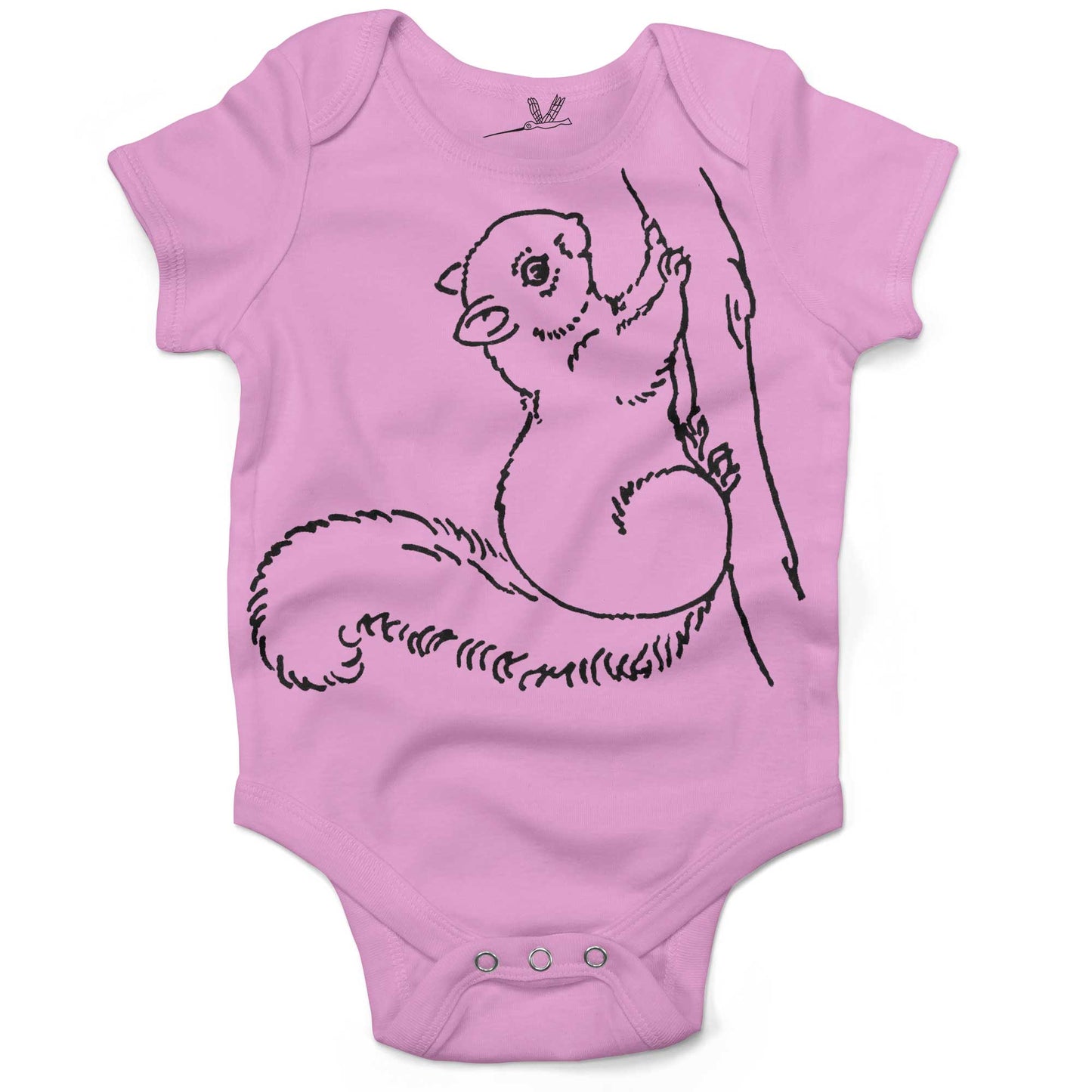 Super Cute Squirrel Infant Bodysuit or Raglan Baby Tee-Organic Pink-3-6 months