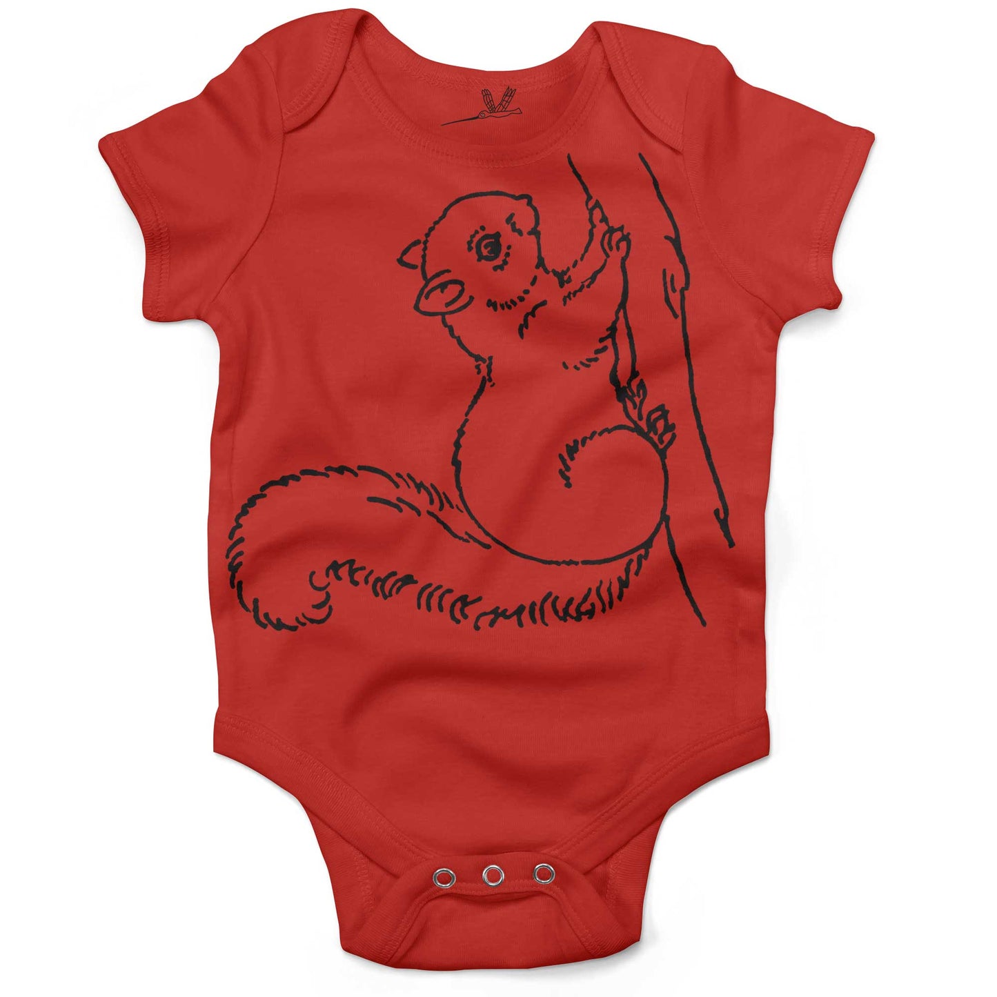 Super Cute Squirrel Infant Bodysuit or Raglan Baby Tee-Organic Red-3-6 months