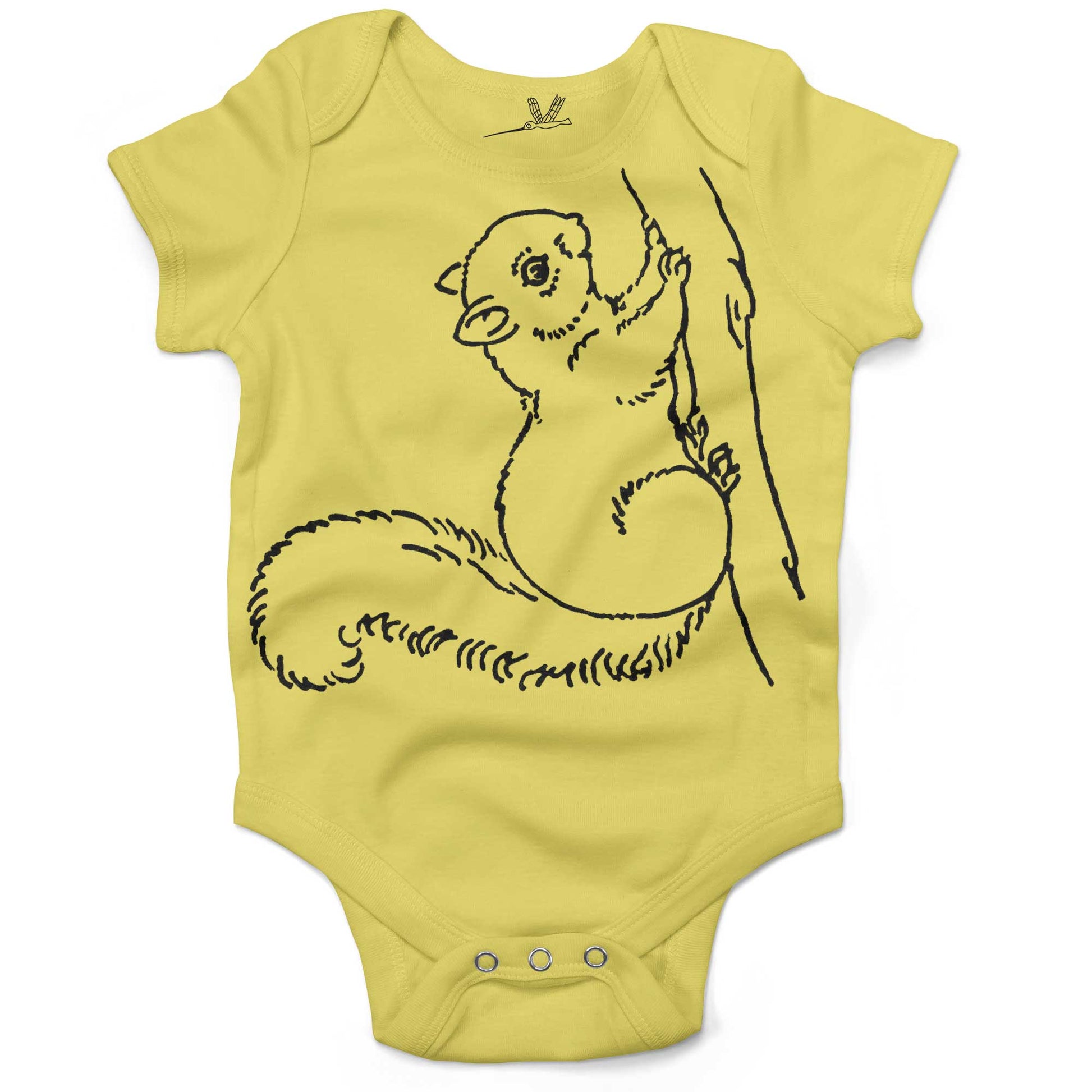 Super Cute Squirrel Infant Bodysuit or Raglan Baby Tee-Yellow-3-6 months