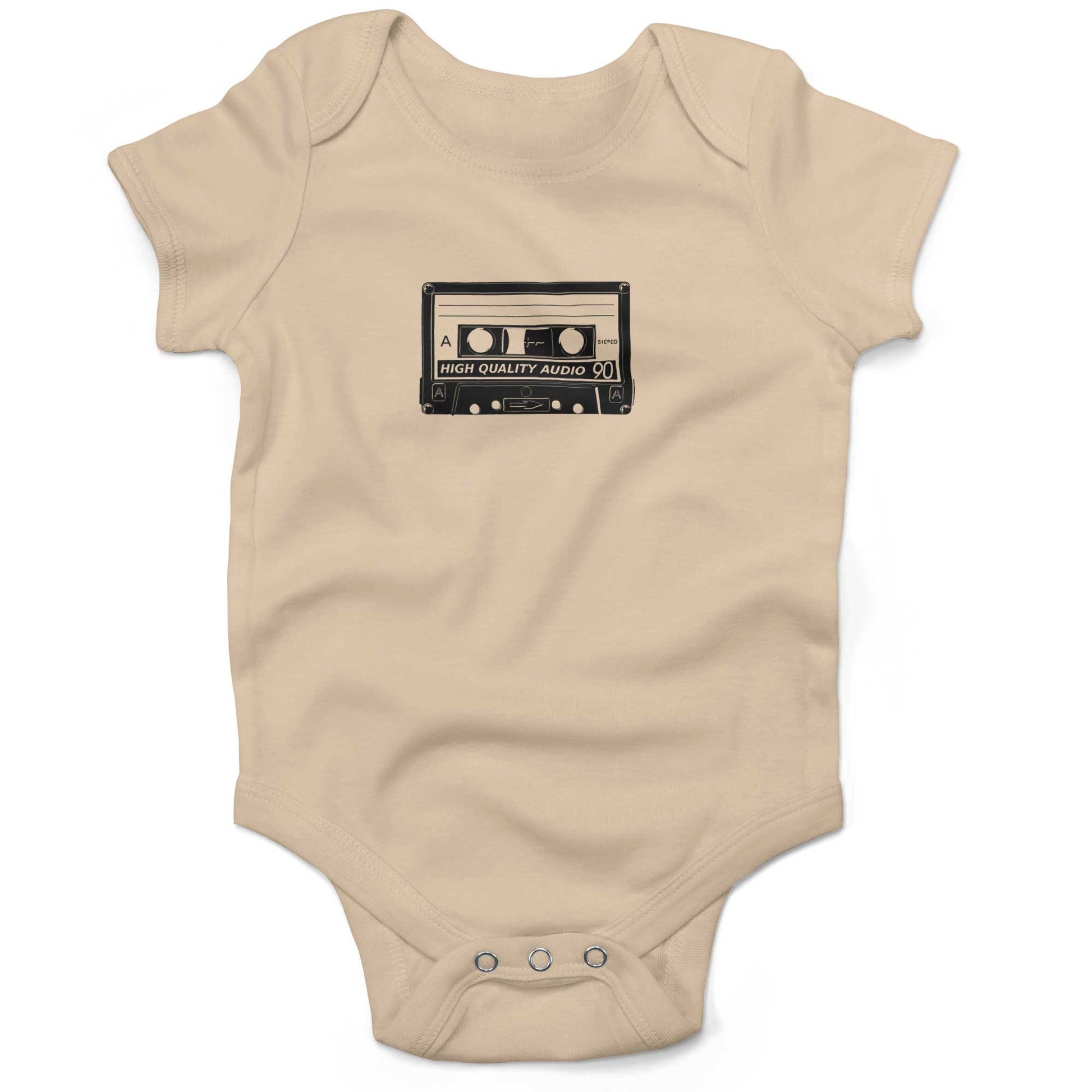 Cassette Tape Infant Bodysuit or Raglan Baby Tee-Organic Natural-3-6 months