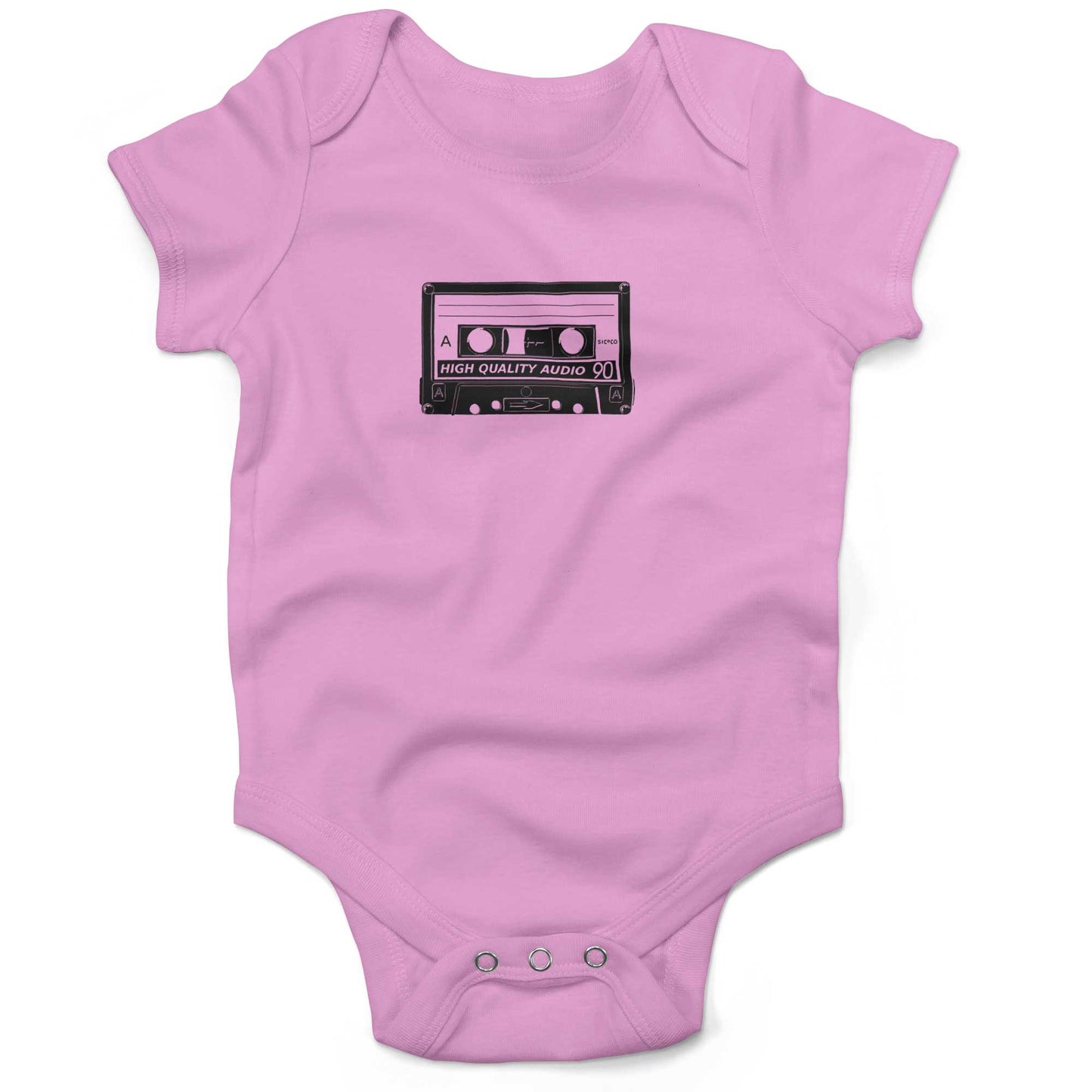 Cassette Tape Infant Bodysuit or Raglan Baby Tee-Organic Pink-3-6 months