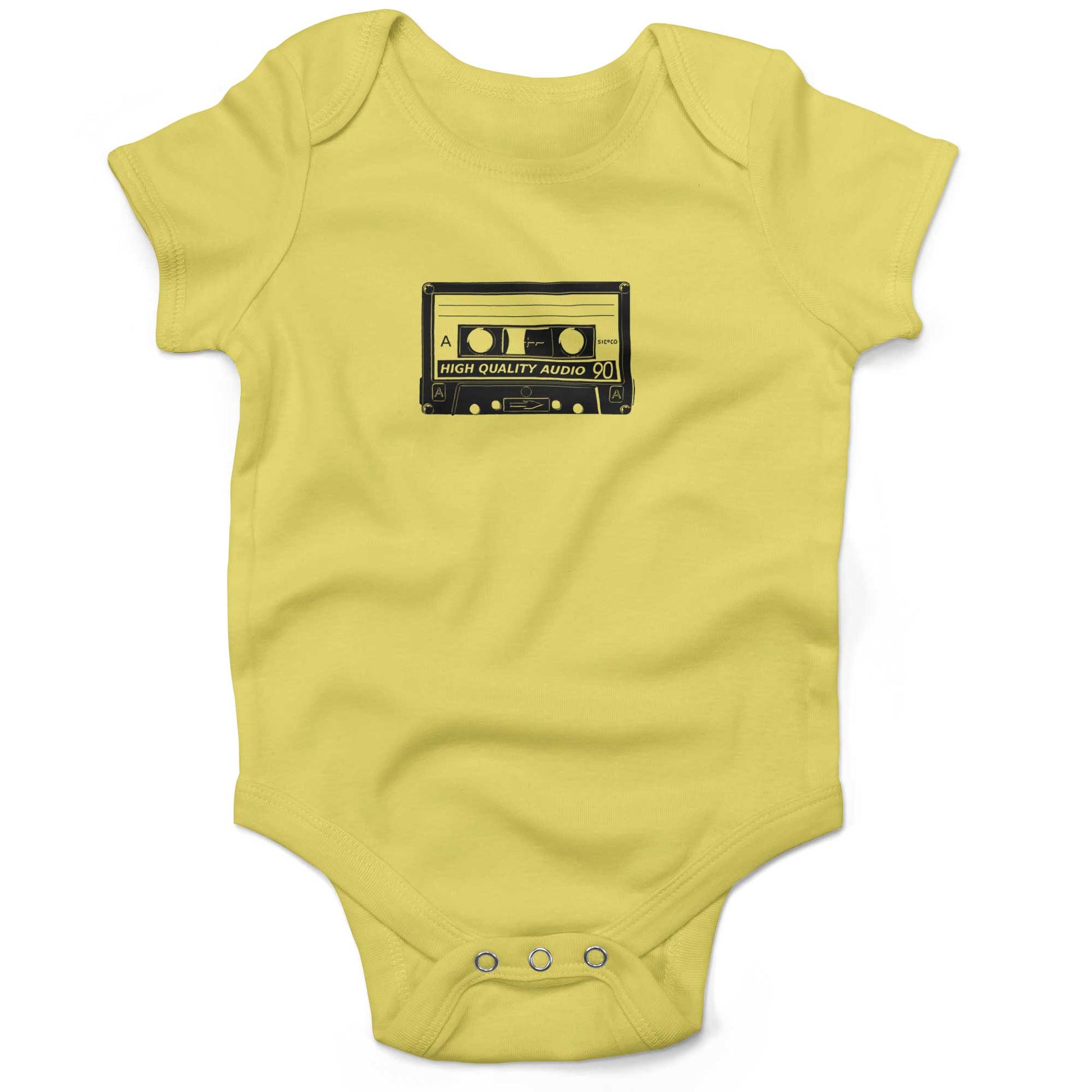 Cassette Tape Infant Bodysuit or Raglan Baby Tee-Yellow-3-6 months
