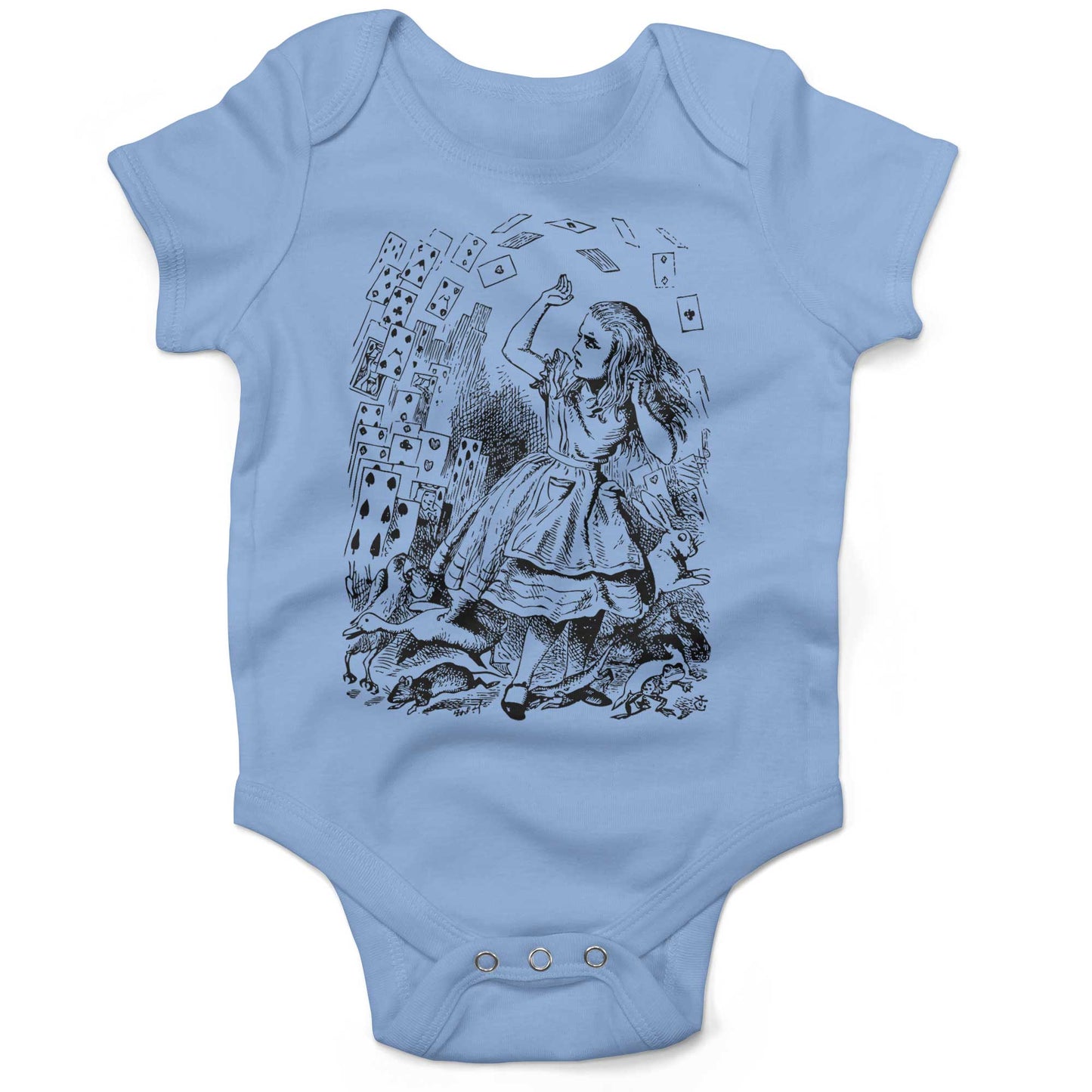 Alice In Wonderland Playing Cards Infant Bodysuit or Raglan Baby Tee-Organic Baby Blue-3-6 months