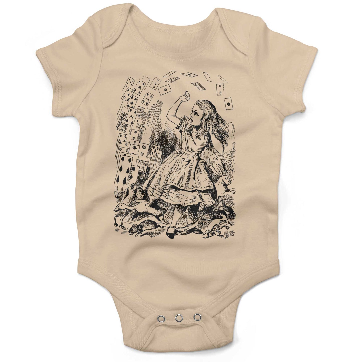 Alice In Wonderland Playing Cards Infant Bodysuit or Raglan Baby Tee-Organic Natural-3-6 months