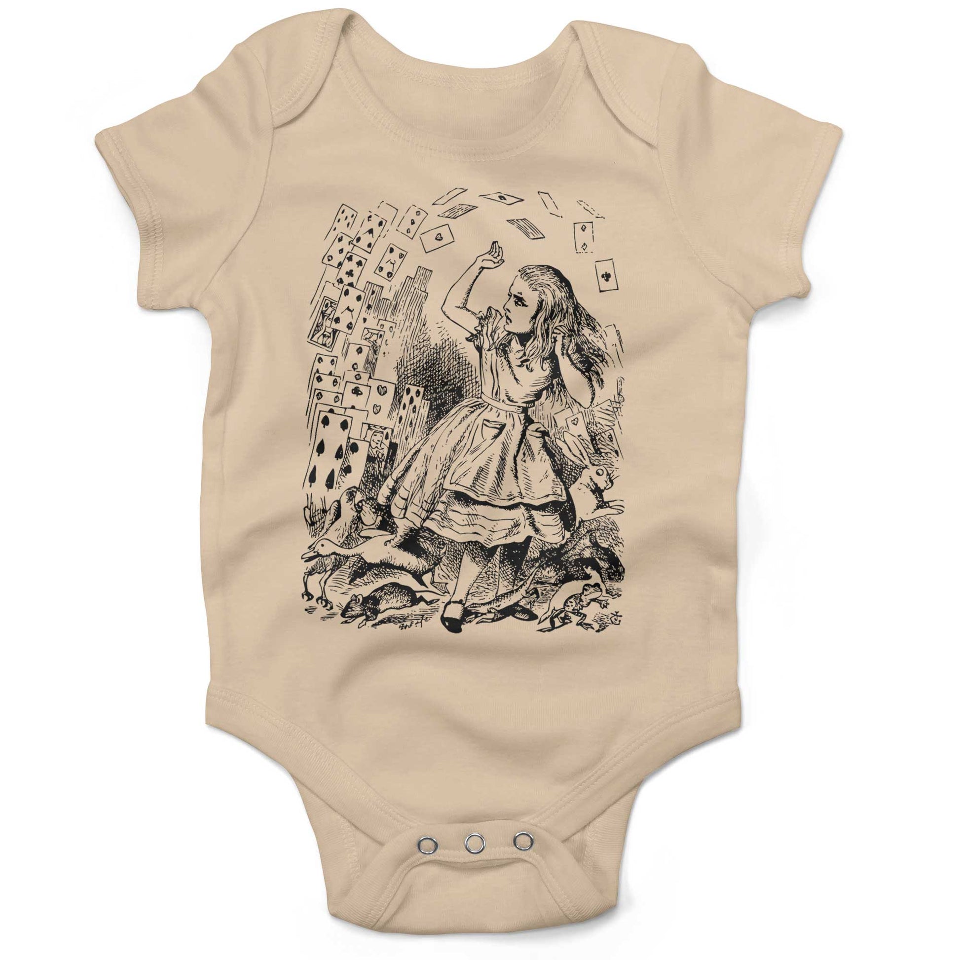 Alice In Wonderland Playing Cards Infant Bodysuit or Raglan Baby Tee-Organic Natural-3-6 months