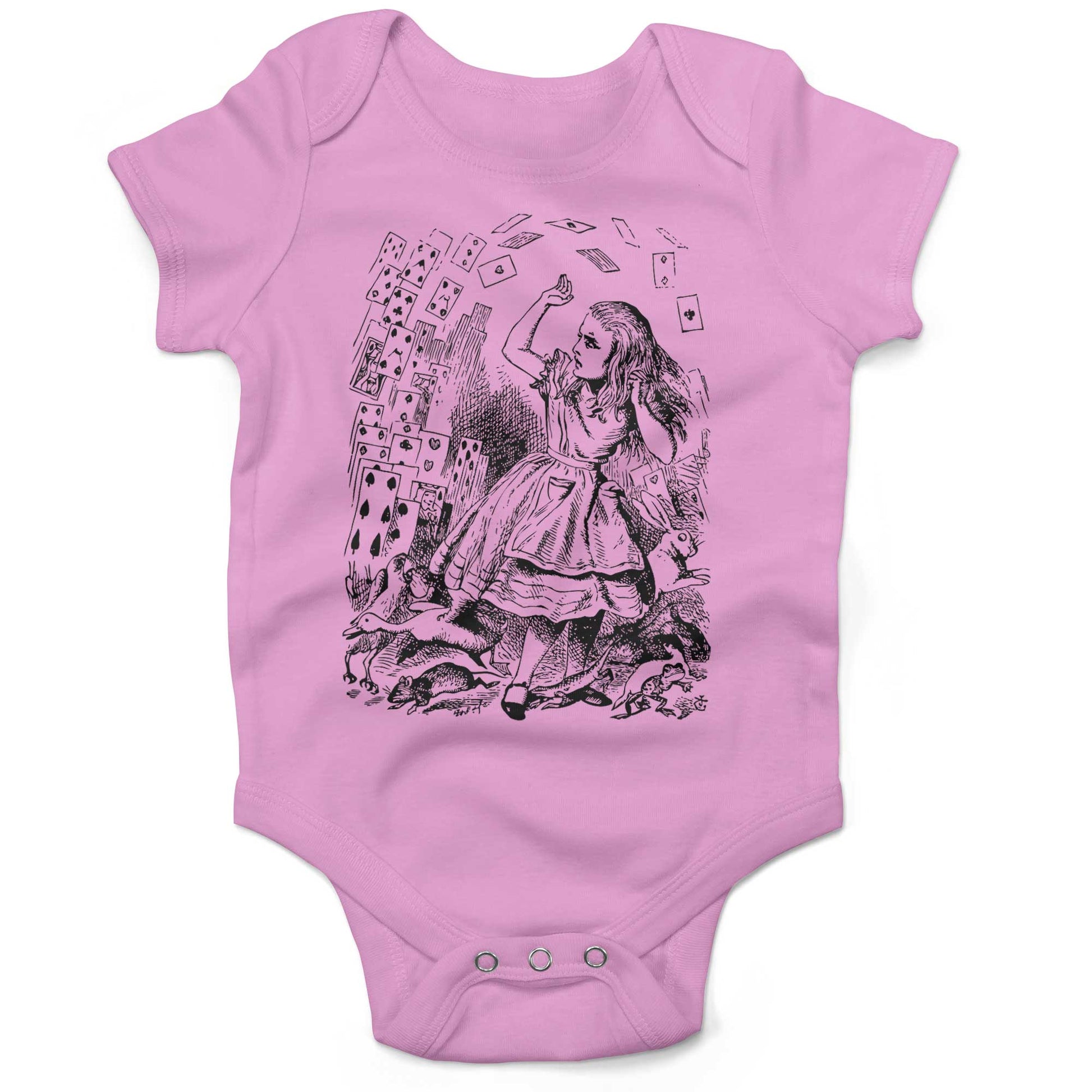 Alice In Wonderland Playing Cards Infant Bodysuit or Raglan Baby Tee-Organic Pink-3-6 months